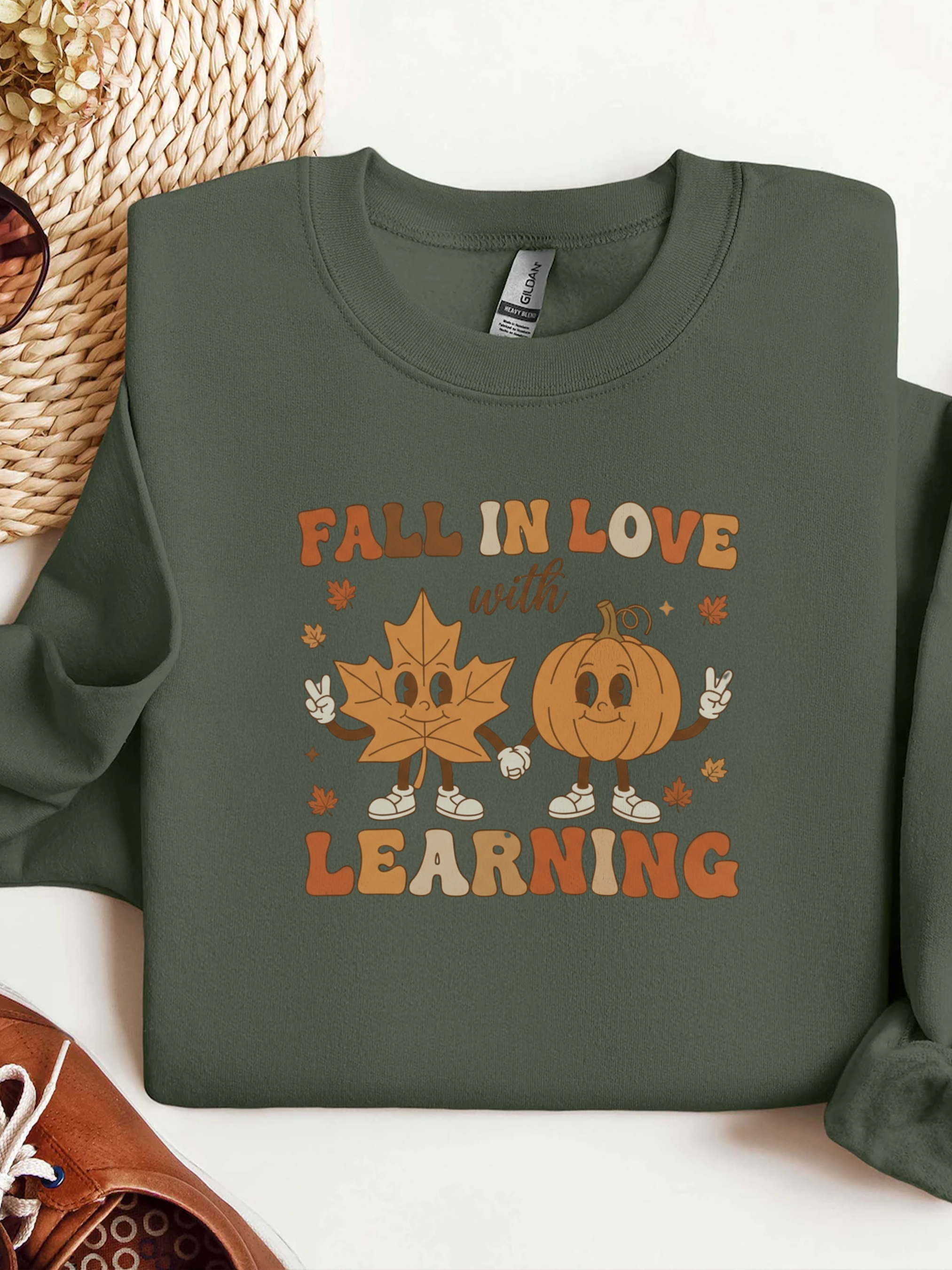Groovy Teacher Sweatshirt, Teacher Fall Crewneck, Fall In Love With Learning Teacher Sweater, Trick or Teach Teacher, Thanksgiving Teacher Shirt