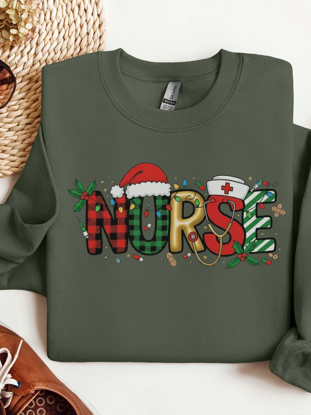 Christmas Nurse Sweatshirt, Merry Christmas Nurse Crewneck, Festive Nurse Sweater, Nurse Festive Hoodie, Gift for Nurse