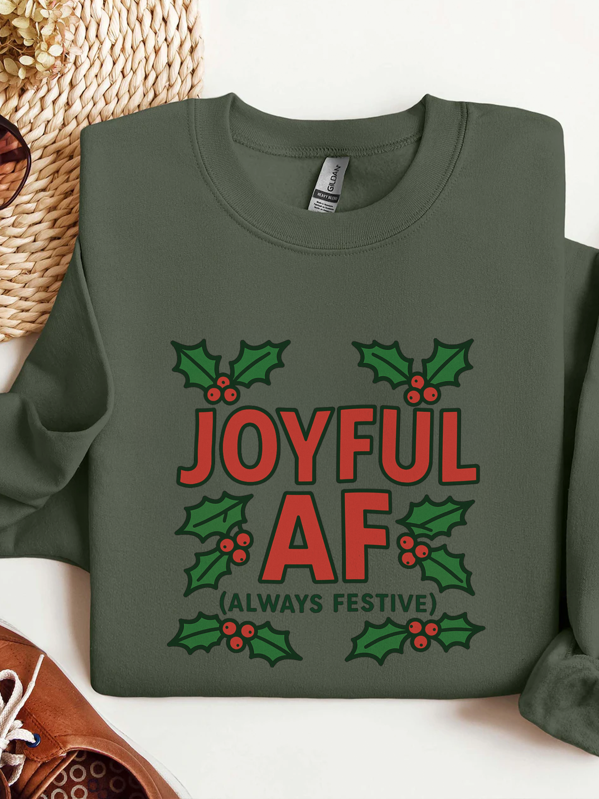 Joyful Christmas Sweatshirt, Always Festive Holiday Sweater, Cozy Winter Crewneck, Christmas Woman Gift , Holiday Gift for Her, Merry Christmas Gift