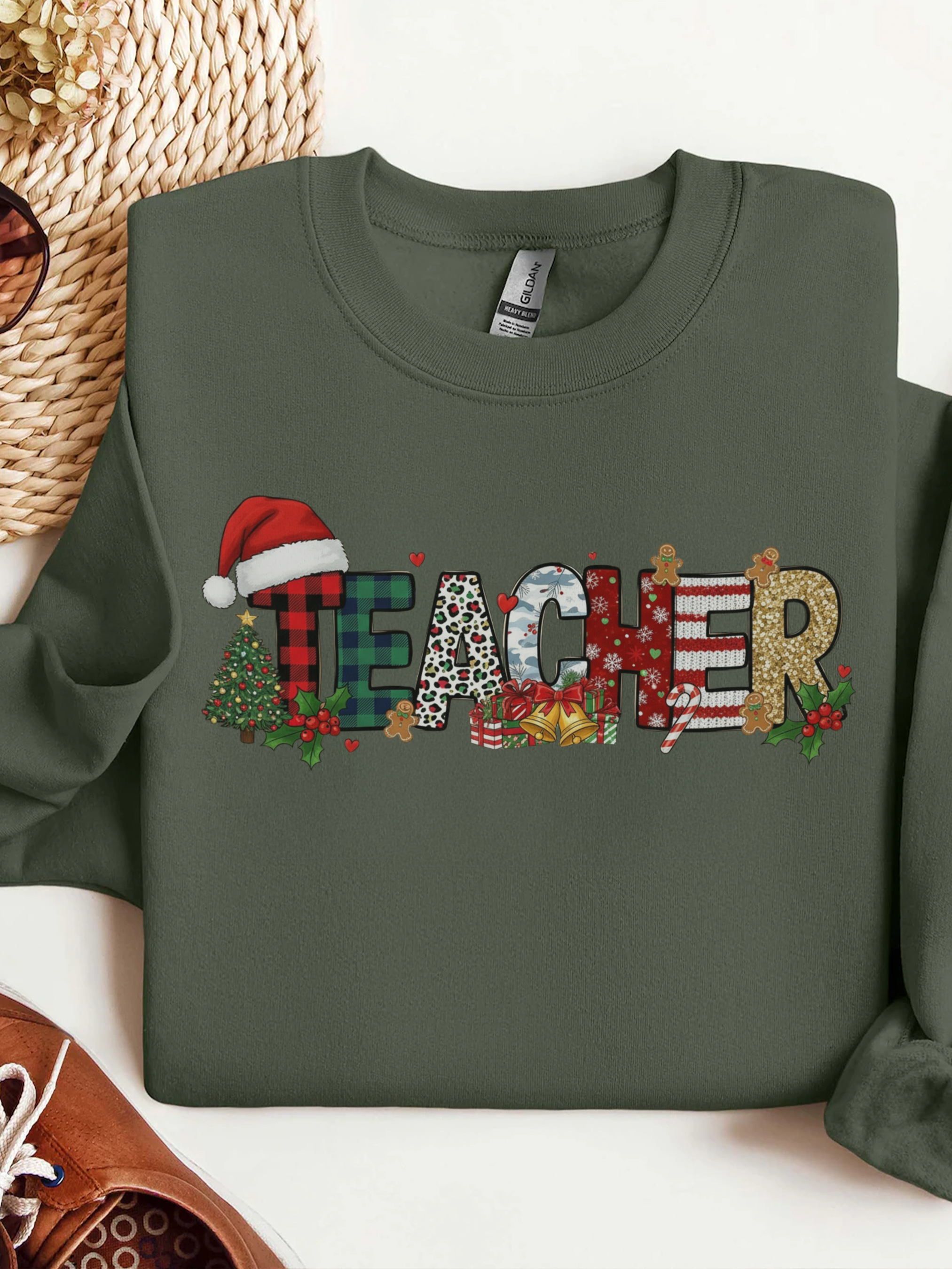 Merry Christmas Teacher Sweatshirt, Christmas Teachers Crewneck, Holly Jolly Teacher Xmas Sweater, Teacher Party Shirt, Gift For Teacher