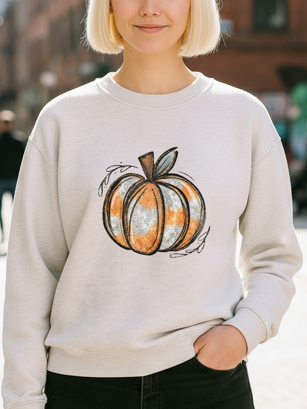 Pumpkin Sweatshirt, Boho Pumpkin Fall Crewneck, Patchwork Pumpkin Sweater, Cute Autumn Sweatshirt, Fall Harvest Shirt, Pumpkin Patch Woman Tee