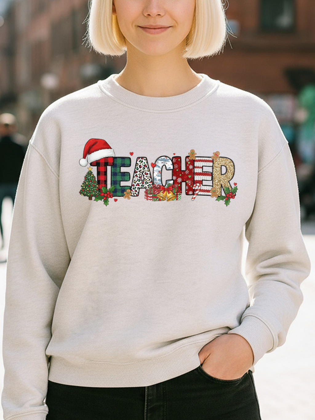 Merry Christmas Teacher Sweatshirt, Christmas Teachers Crewneck, Holly Jolly Teacher Xmas Sweater, Teacher Party Shirt, Gift For Teacher