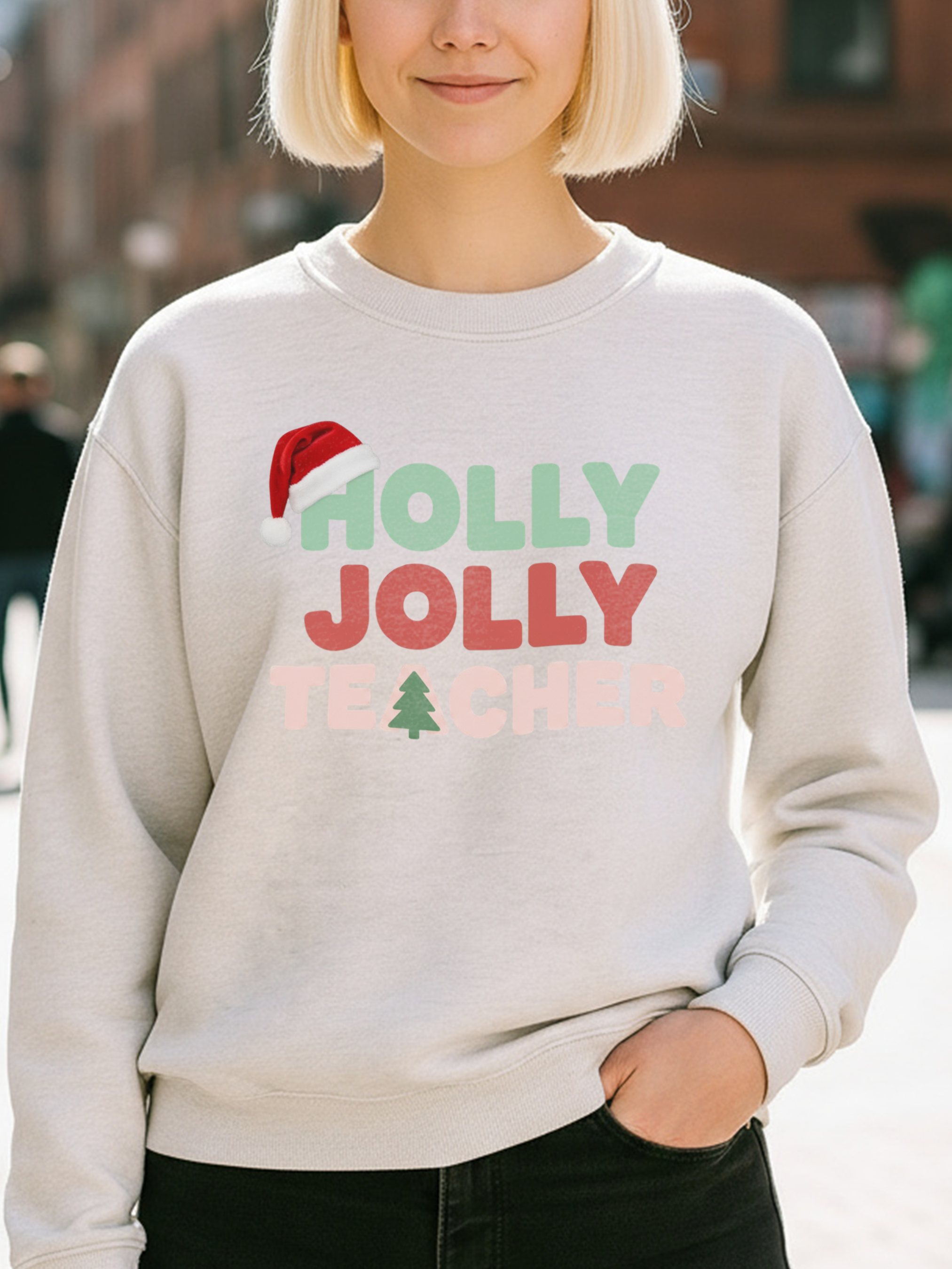 Holly Jolly Teacher Christmas Sweatshirt, Merry Christmas Teachers Crewneck, Holly Jolly Teacher Xmas Sweater, Teacher Party Sweatshirt, Gift for Teacher