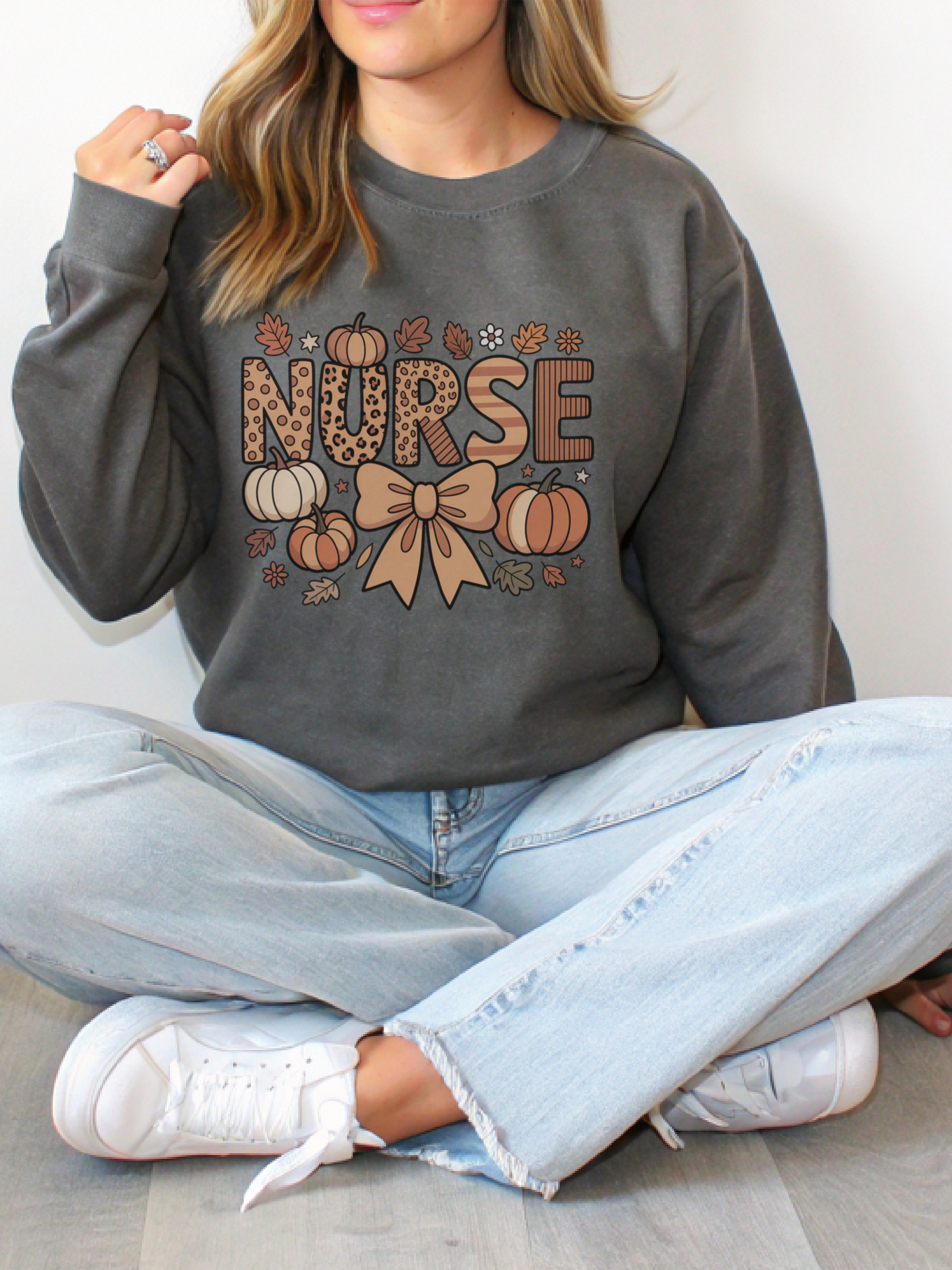 Fall Nurse Sweatshirt, Retro Nurse Coquette Bow Crewneck, Fall Nurse Sweater, Nurse Pumpkin Hoodie, Gift for Nurse