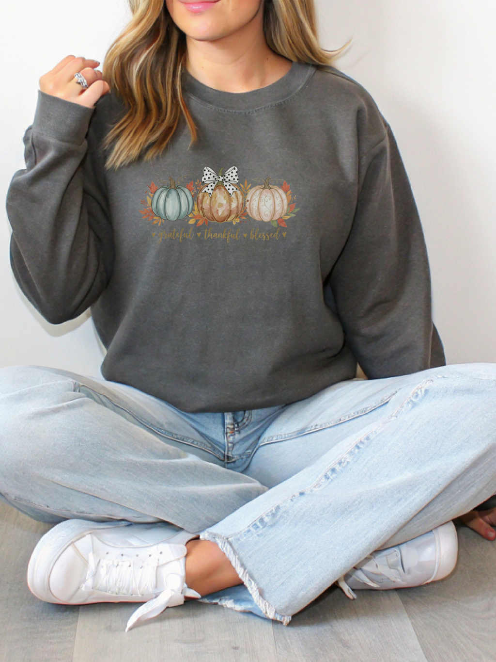 Grateful Thankful Blessed Pumpkin Sweatshirt, Pumpkin Woman Crewneck, Cozy Fall Autumn Sweater, Rustic Thanksgiving Tee, Harvest Season Pumpkin Top