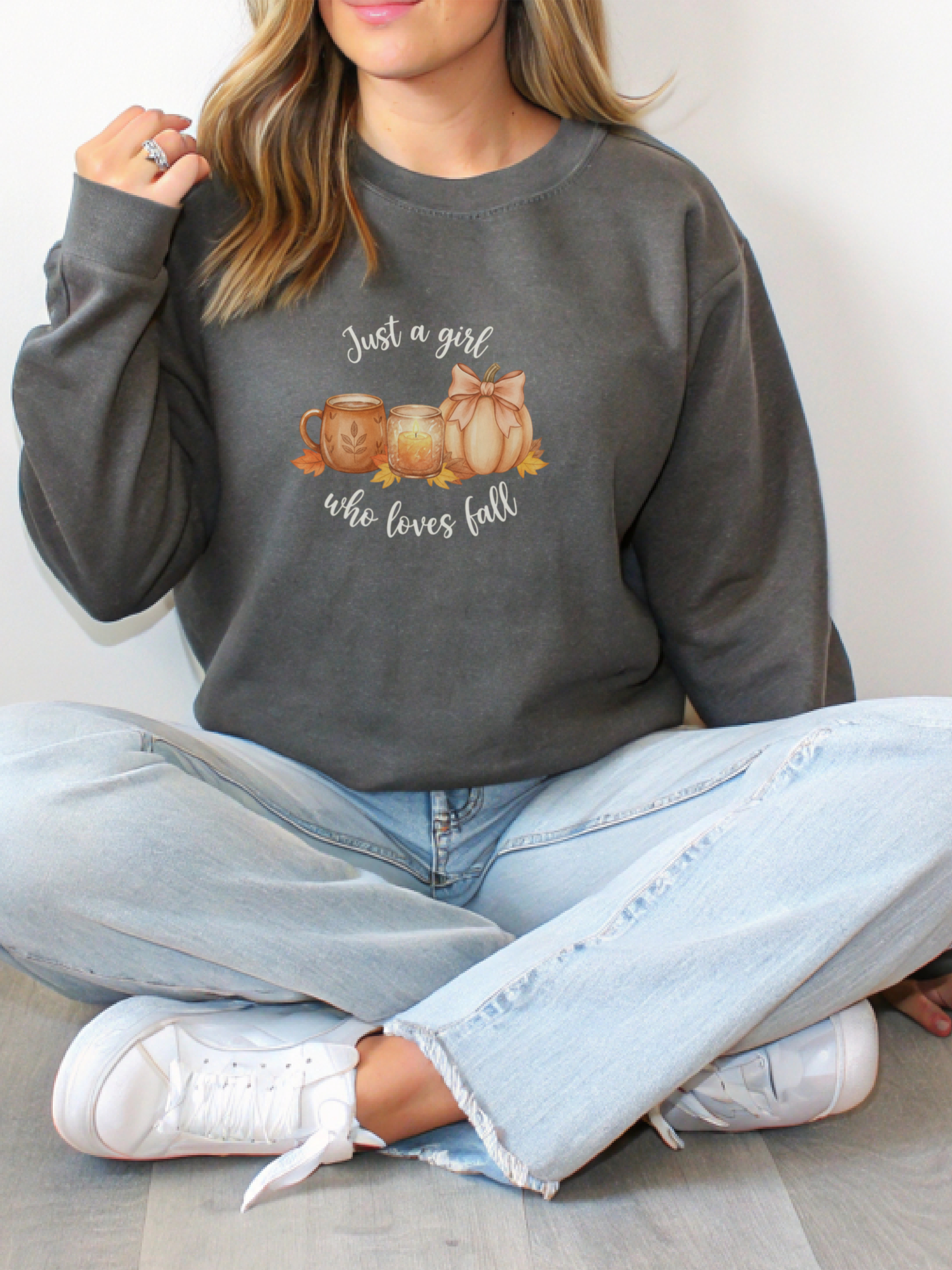 Just a Girl Who Loves Fall Sweatshirt, Fall Woman Sweater,Cozy Pumpkin Crewneck, Cozy Season Shirt,Fall Gift, Fall Season Sweater, Fall Woman Shirt,Pumpkin Shirt