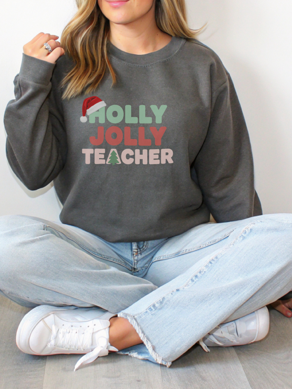 Holly Jolly Teacher Christmas Sweatshirt, Merry Christmas Teachers Crewneck, Holly Jolly Teacher Xmas Sweater, Teacher Party Sweatshirt, Gift for Teacher