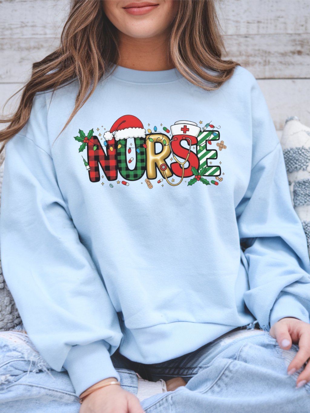 Christmas Nurse Sweatshirt, Merry Christmas Nurse Crewneck, Festive Nurse Sweater, Nurse Festive Hoodie, Gift for Nurse