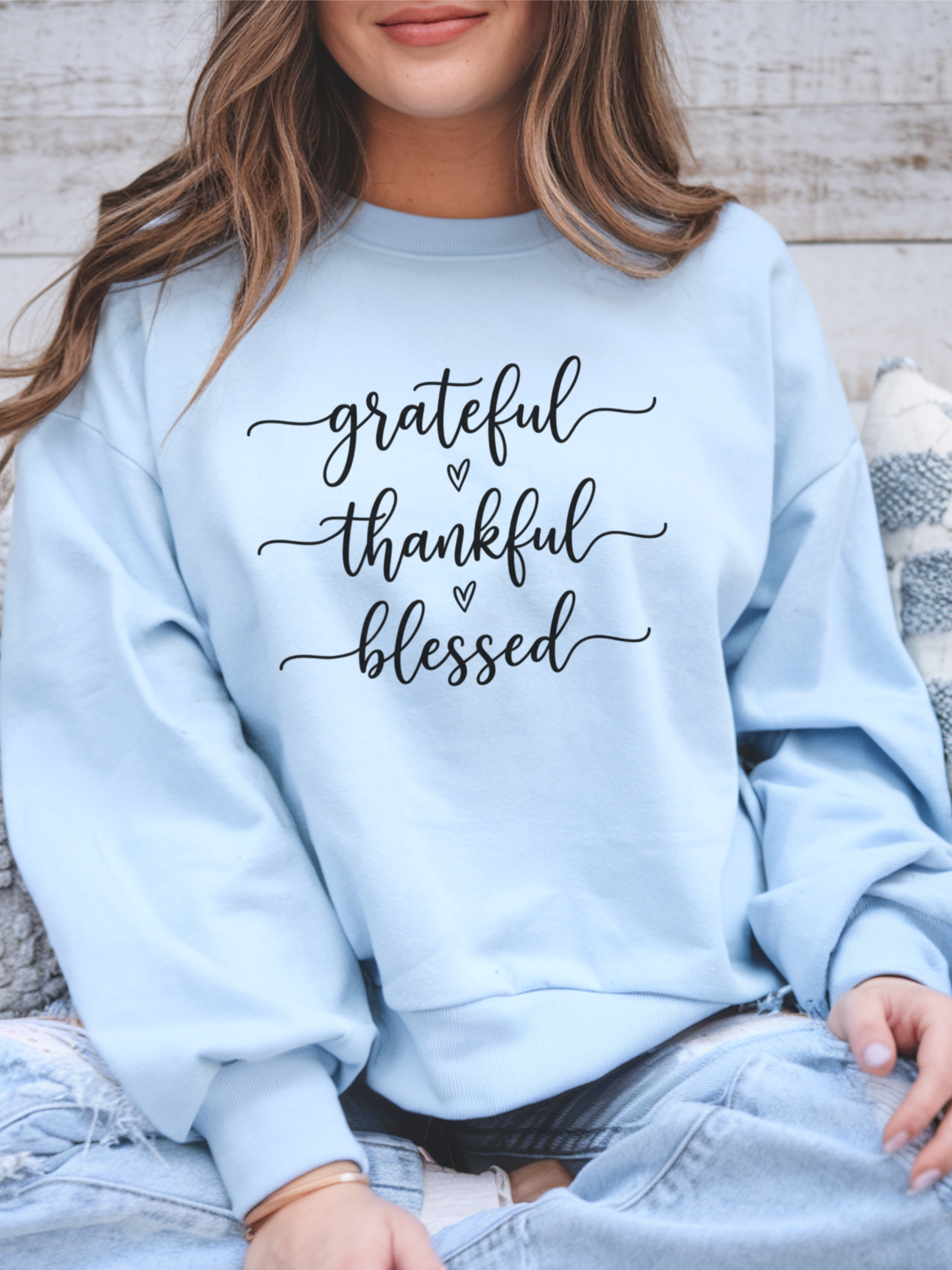 Grateful Thankful Blessed Sweatshirt, Thanksgiving Woman Sweater, Fall Girly Sweater, Thankful Crewneck, Thanksgiving Woman Gift, Grateful Sweatshirt