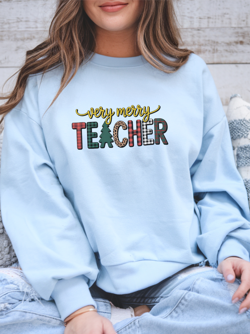 Teacher Christmas Sweatshirt, Merry Christmas Teachers Crewneck, Holly Jolly Teacher Xmas Sweater, Teacher Party Sweatshirt