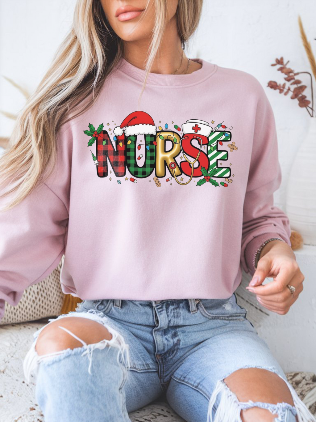 Christmas Nurse Sweatshirt, Merry Christmas Nurse Crewneck, Festive Nurse Sweater, Nurse Festive Hoodie, Gift for Nurse