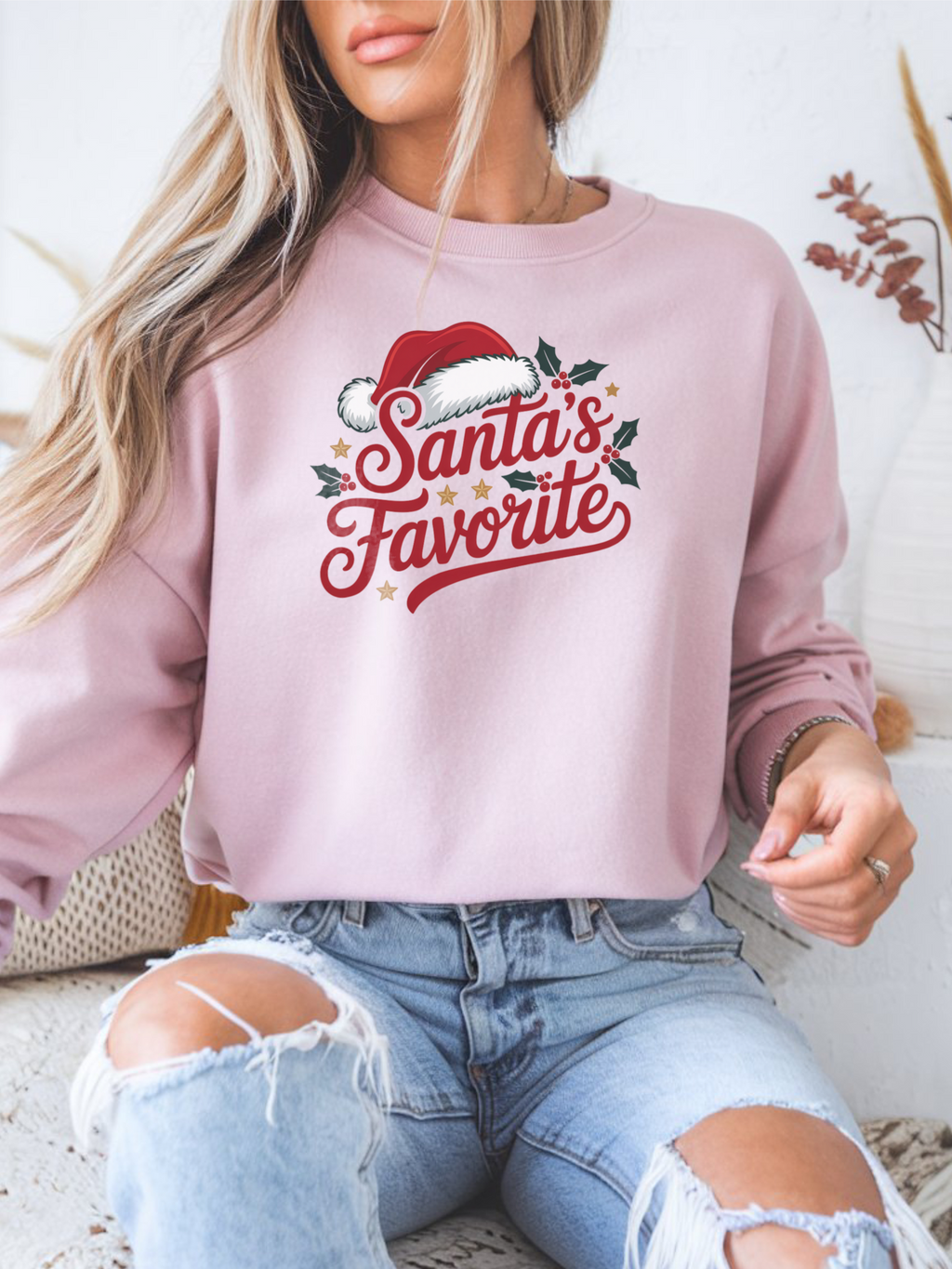 Santas Favorite Christmas Sweatshirt, Womens Christmas Shirt, Girly Christmas Gift, Funny Christmas Shirt, Festive Holiday Gift, Woman Holiday Sweater