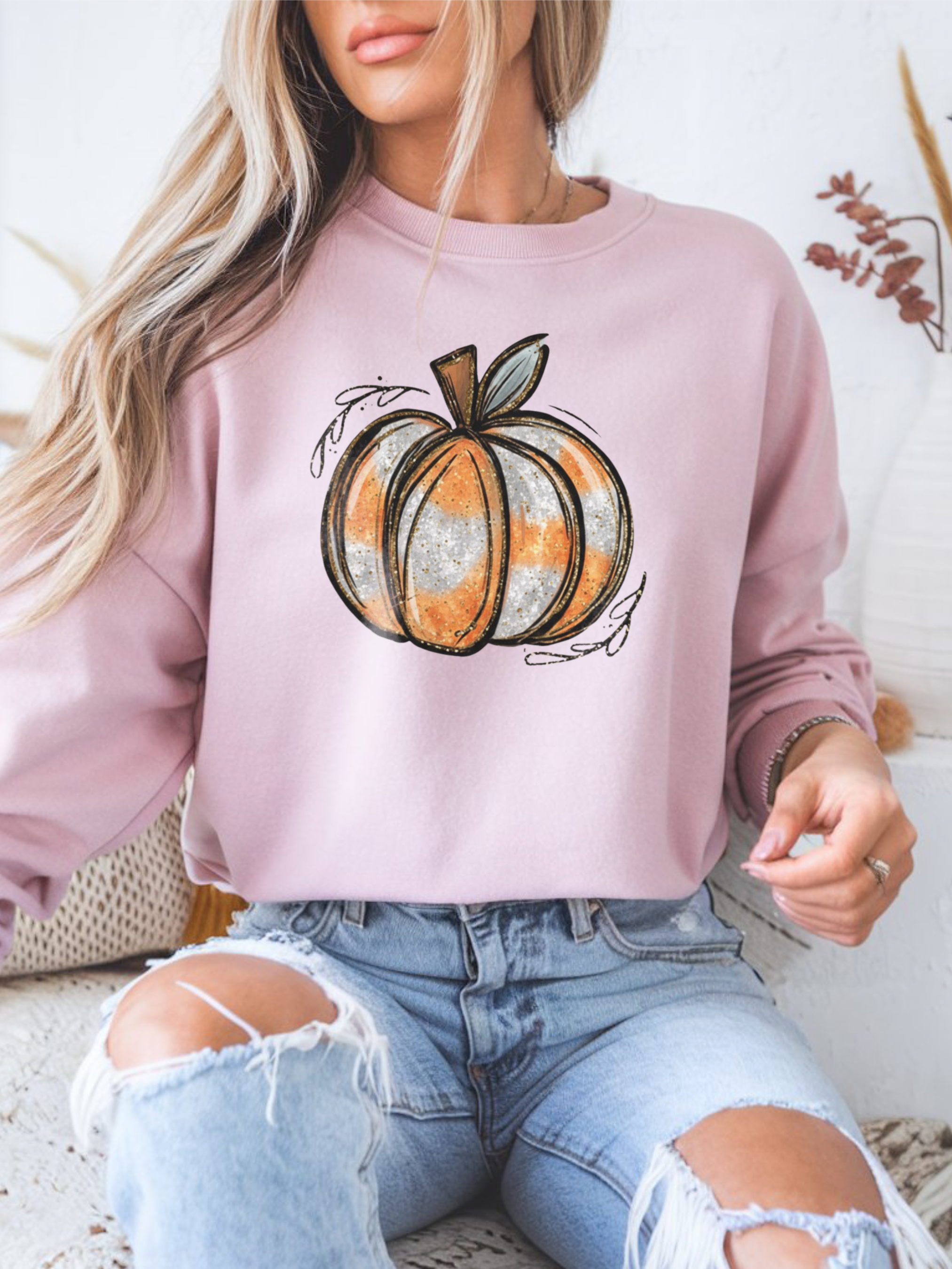 Pumpkin Sweatshirt, Boho Pumpkin Fall Crewneck, Patchwork Pumpkin Sweater, Cute Autumn Sweatshirt, Fall Harvest Shirt, Pumpkin Patch Woman Tee