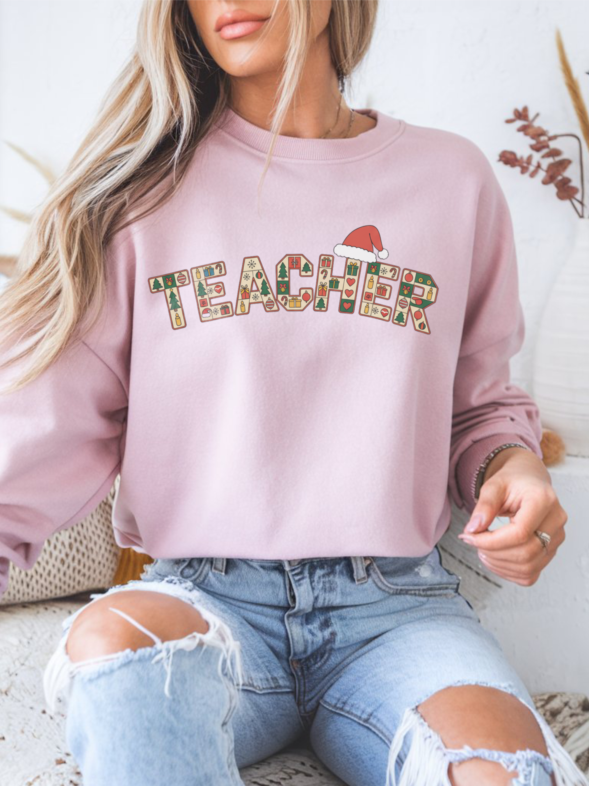 Merry Christmas Teacher Sweatshirt, Christmas Teachers Crewneck, Holly Jolly Teacher Xmas Sweater, Teacher Party Shirt, Gift For Teacher