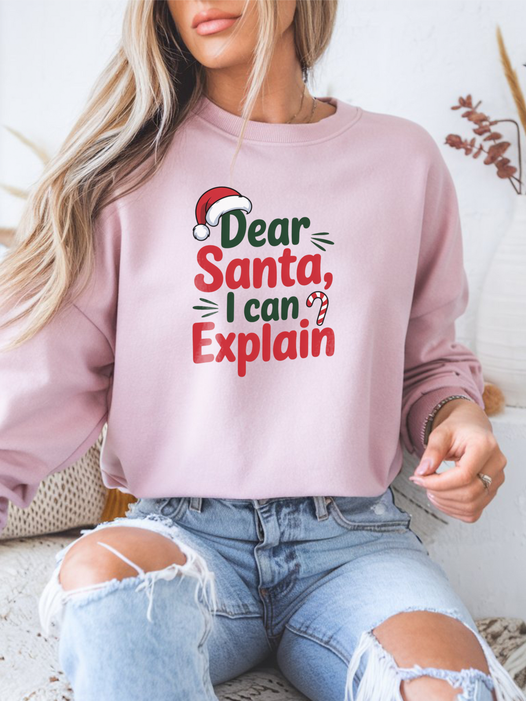 Dear Santa I Can Explain Sweatshirt,  Funny Santa Crewneck, Santa Lover Sweater, Christmas Woman Shirt, Holiday Woman Gift, Xmas Sweatshirt