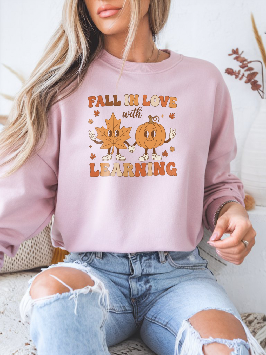 Groovy Teacher Sweatshirt, Teacher Fall Crewneck, Fall In Love With Learning Teacher Sweater, Trick or Teach Teacher, Thanksgiving Teacher Shirt