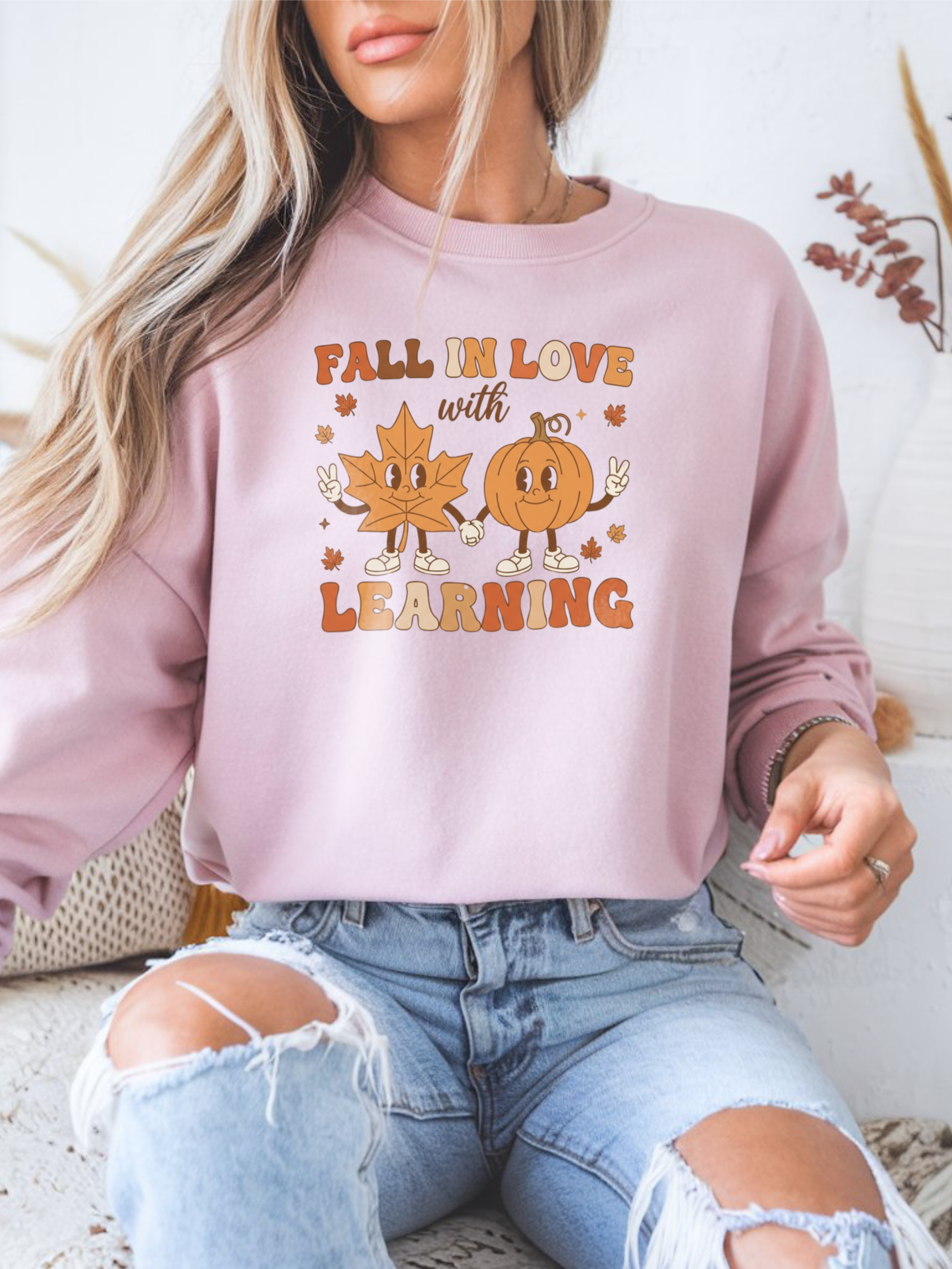 Groovy Teacher Sweatshirt, Teacher Fall Crewneck, Fall In Love With Learning Teacher Sweater, Trick or Teach Teacher, Thanksgiving Teacher Shirt