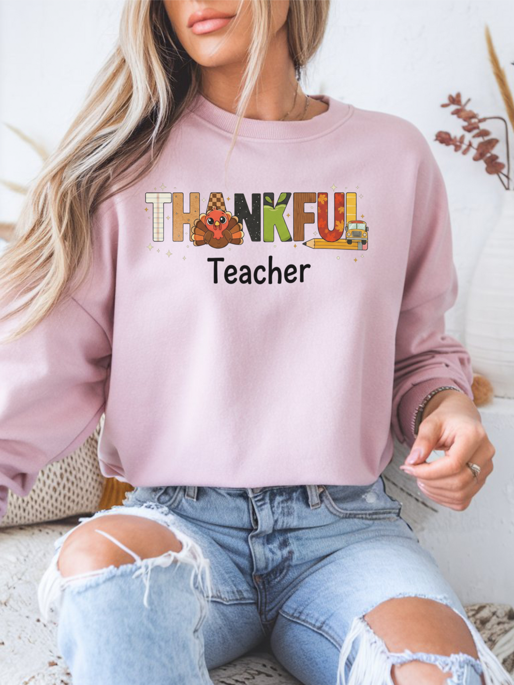 Thankful Teacher Sweatshirt, Turkey Teacher Crewneck, Thanksgiving Teacher Shirt, Kindergarten Teacher Sweatshirt, First Grade Teacher Shirt, Teacher Gift