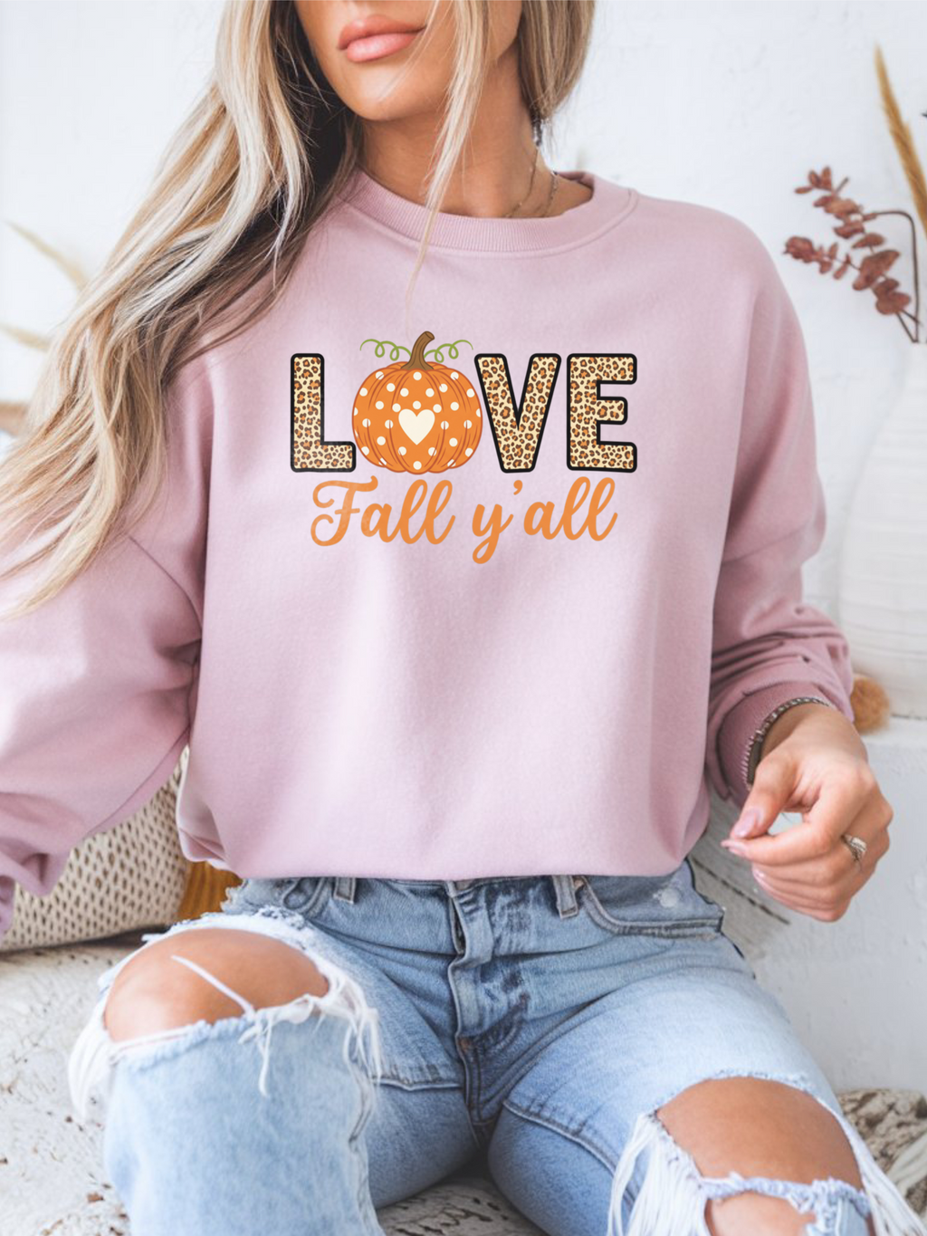 Love Thanksgiving Sweatshirt,Its Fall Yall Crewneck,Fall Sweater for Women, Pumpkin Shirt, Fall Crewneck Womens Thanksgiving Shirt