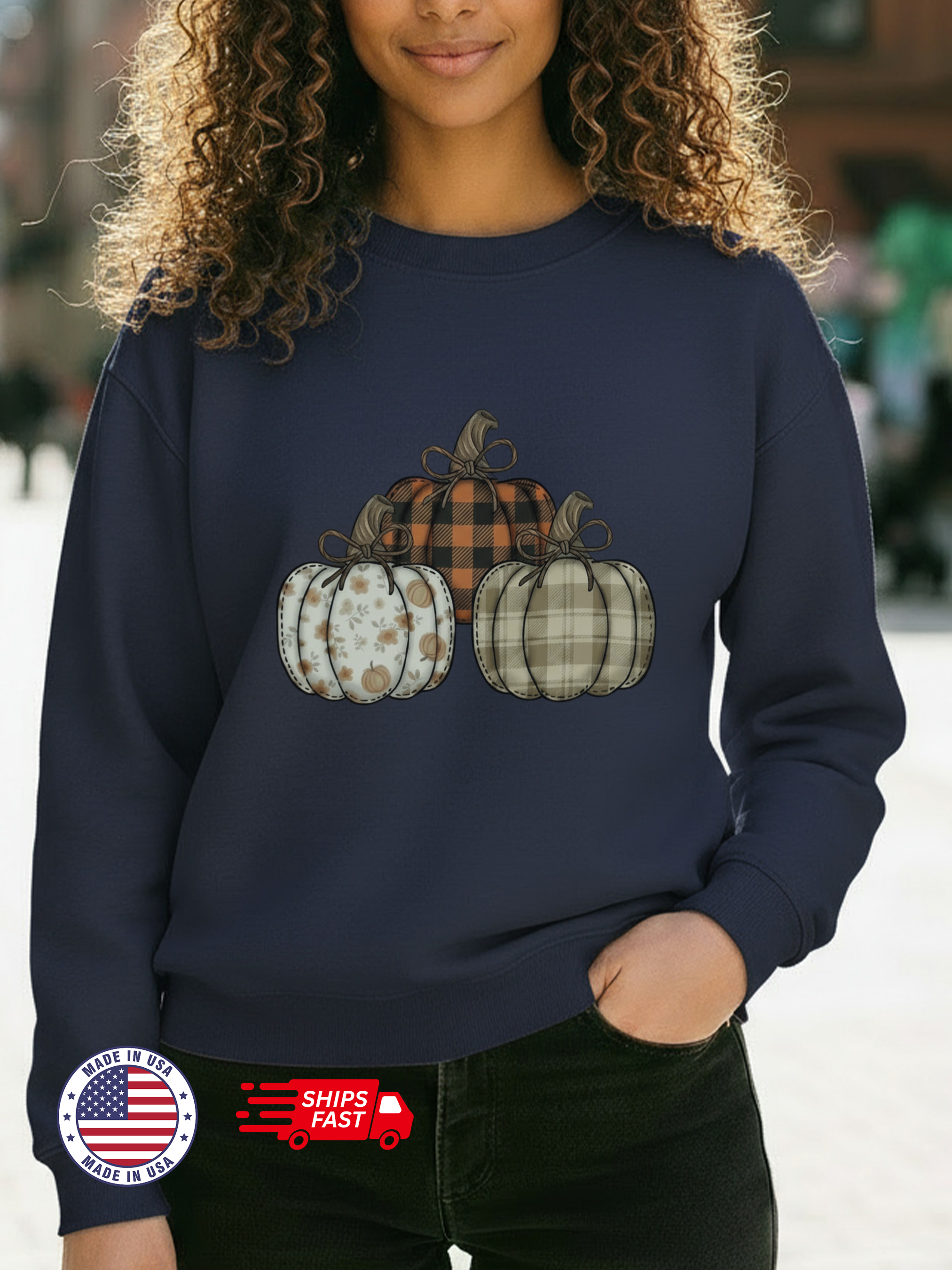 Three Pumpkin Sweatshirt, Boho Pumpkin Fall Crewneck, Patchwork Pumpkin Sweater, Cute Autumn Sweatshirt, Fall Harvest Shirt, Pumpkin Patch Woman Tee