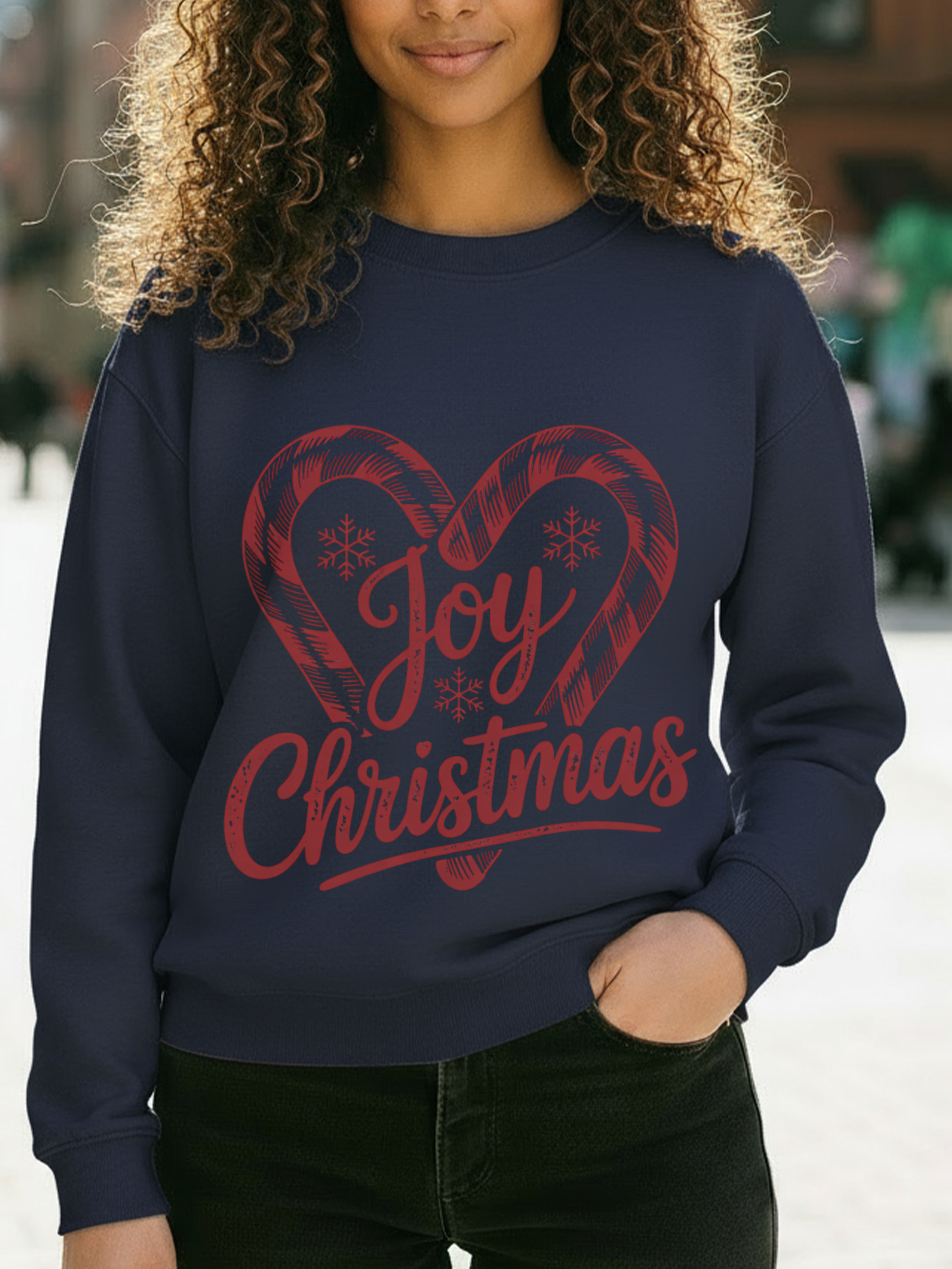 Joy Christmas Sweatshirt, Candy Cane Christmas Sweater, Joy To The World Crewneck, Cute Xmas Crewneck for Women,  Holiday Joyful Shirt