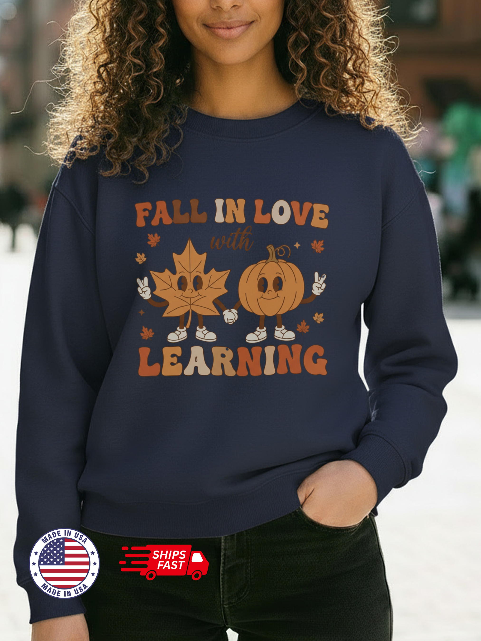 Groovy Teacher Sweatshirt, Teacher Fall Crewneck, Fall In Love With Learning Teacher Sweater, Trick or Teach Teacher, Thanksgiving Teacher Shirt