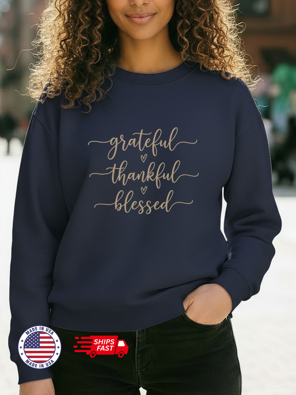 Grateful Thankful Blessed Sweatshirt, Thanksgiving Woman Sweater, Fall Girly Sweater, Thankful Crewneck, Thanksgiving Woman Gift, Grateful Sweatshirt