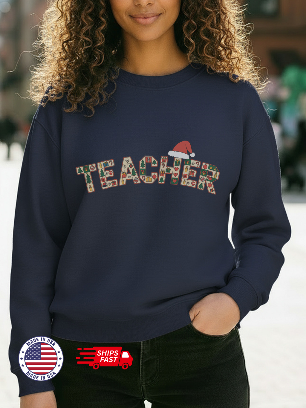 Merry Christmas Teacher Sweatshirt, Christmas Teachers Crewneck, Holly Jolly Teacher Xmas Sweater, Teacher Party Shirt, Gift For Teacher