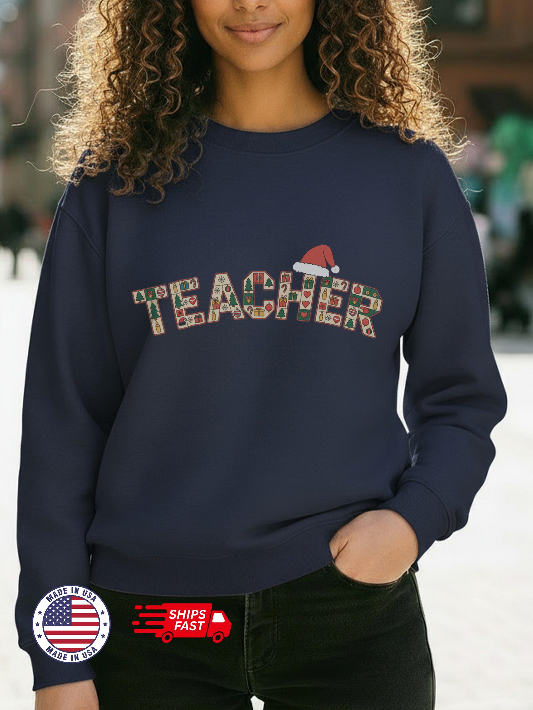 Merry Christmas Teacher Sweatshirt, Christmas Teachers Crewneck, Holly Jolly Teacher Xmas Sweater, Teacher Party Shirt, Gift For Teacher