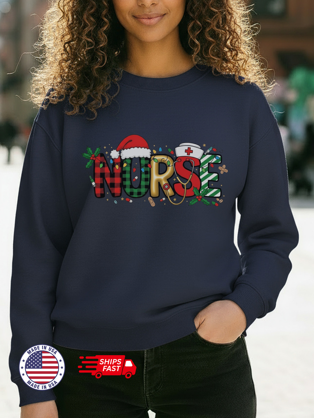 Christmas Nurse Sweatshirt, Merry Christmas Nurse Crewneck, Festive Nurse Sweater, Nurse Festive Hoodie, Gift for Nurse
