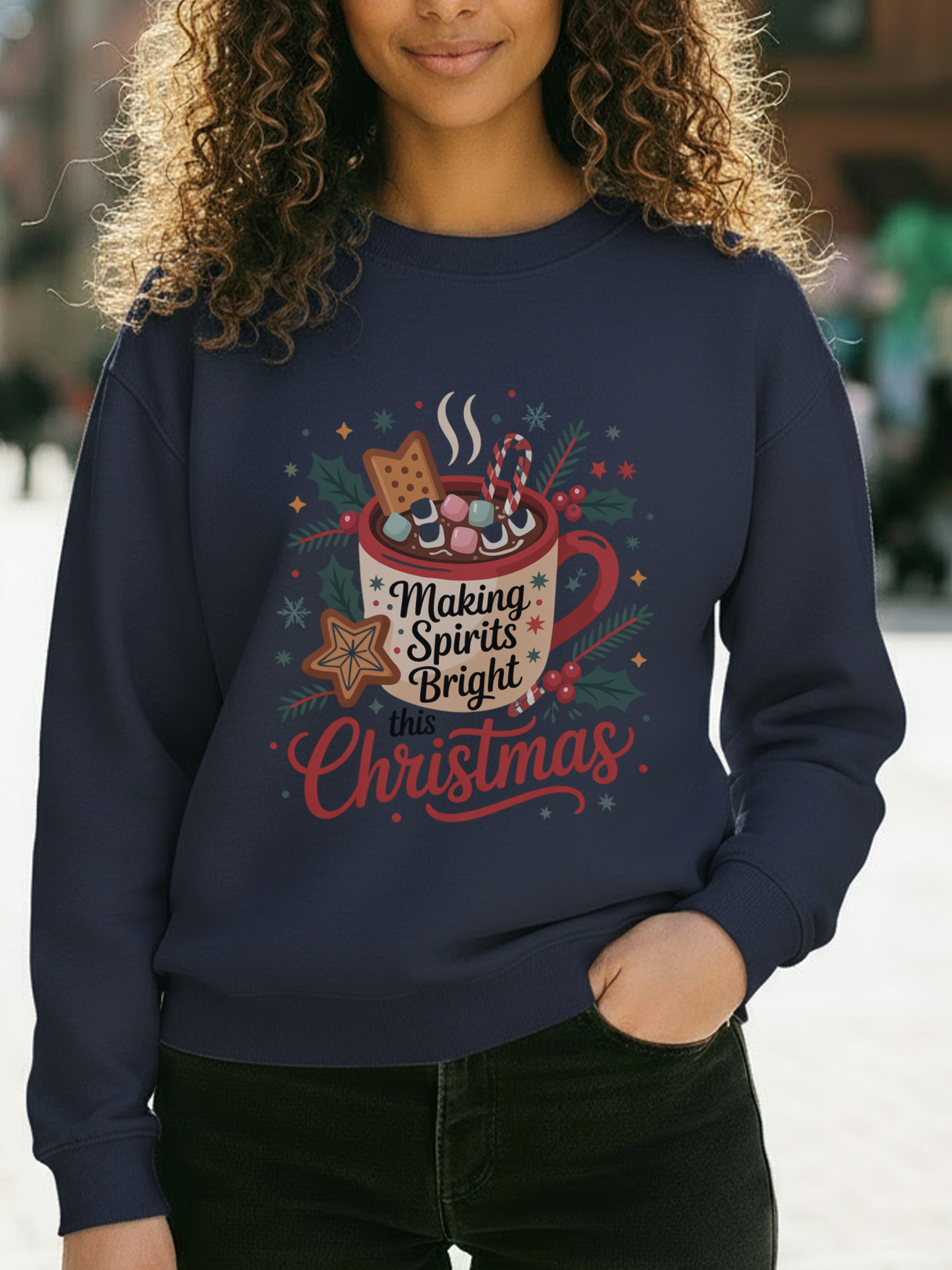 Making Spirits Bright Christmas Sweatshirt, Holiday Spirit Crewneck, Christmas Season Sweater, Funny Christmas Sweater, Christmas Shirt For Her, Cozy Winter Gift,Christmas Drinks Shirt,Spirits Sweatshirt