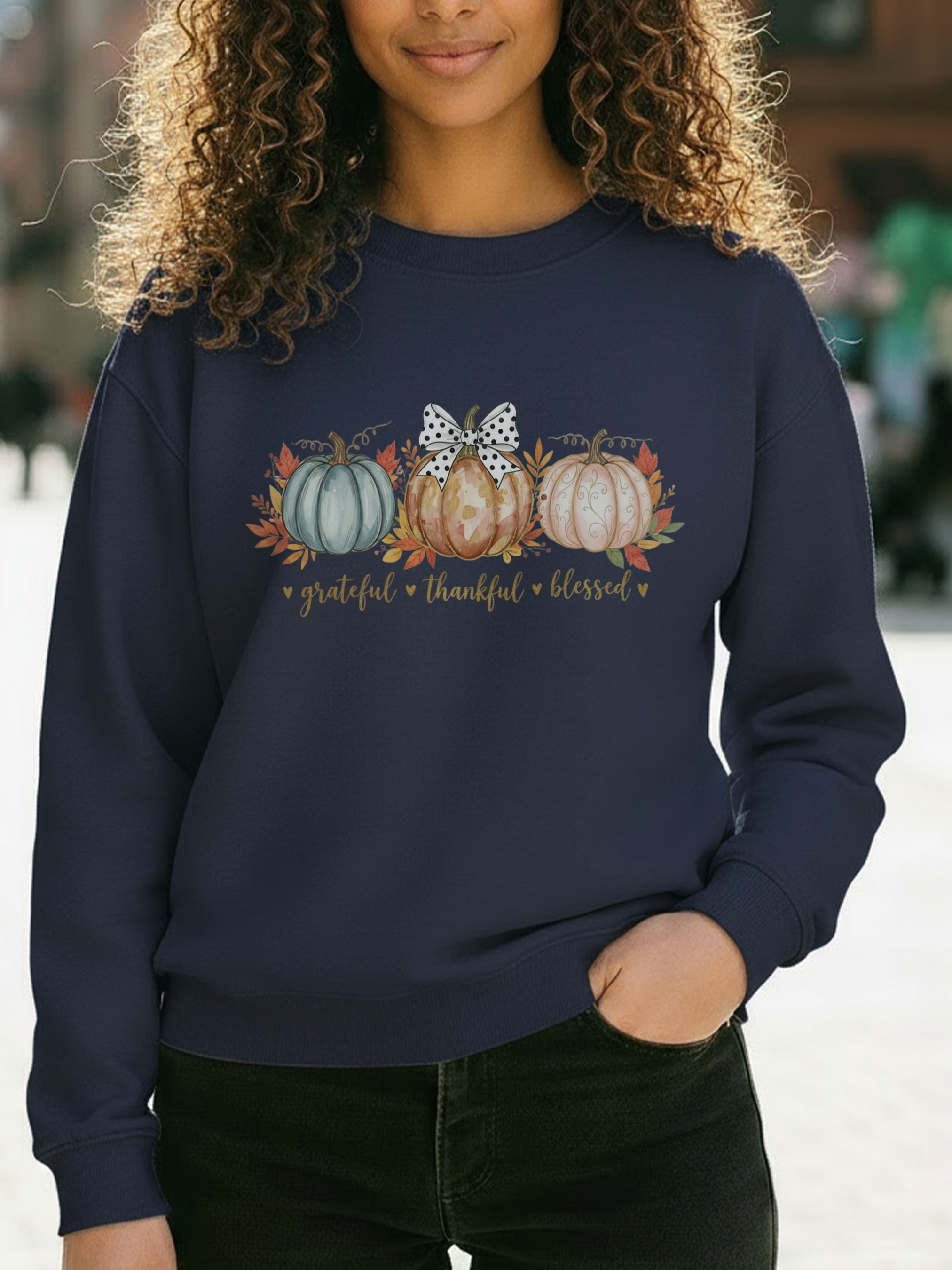 Grateful Thankful Blessed Pumpkin Sweatshirt, Pumpkin Woman Crewneck, Cozy Fall Autumn Sweater, Rustic Thanksgiving Tee, Harvest Season Pumpkin Top
