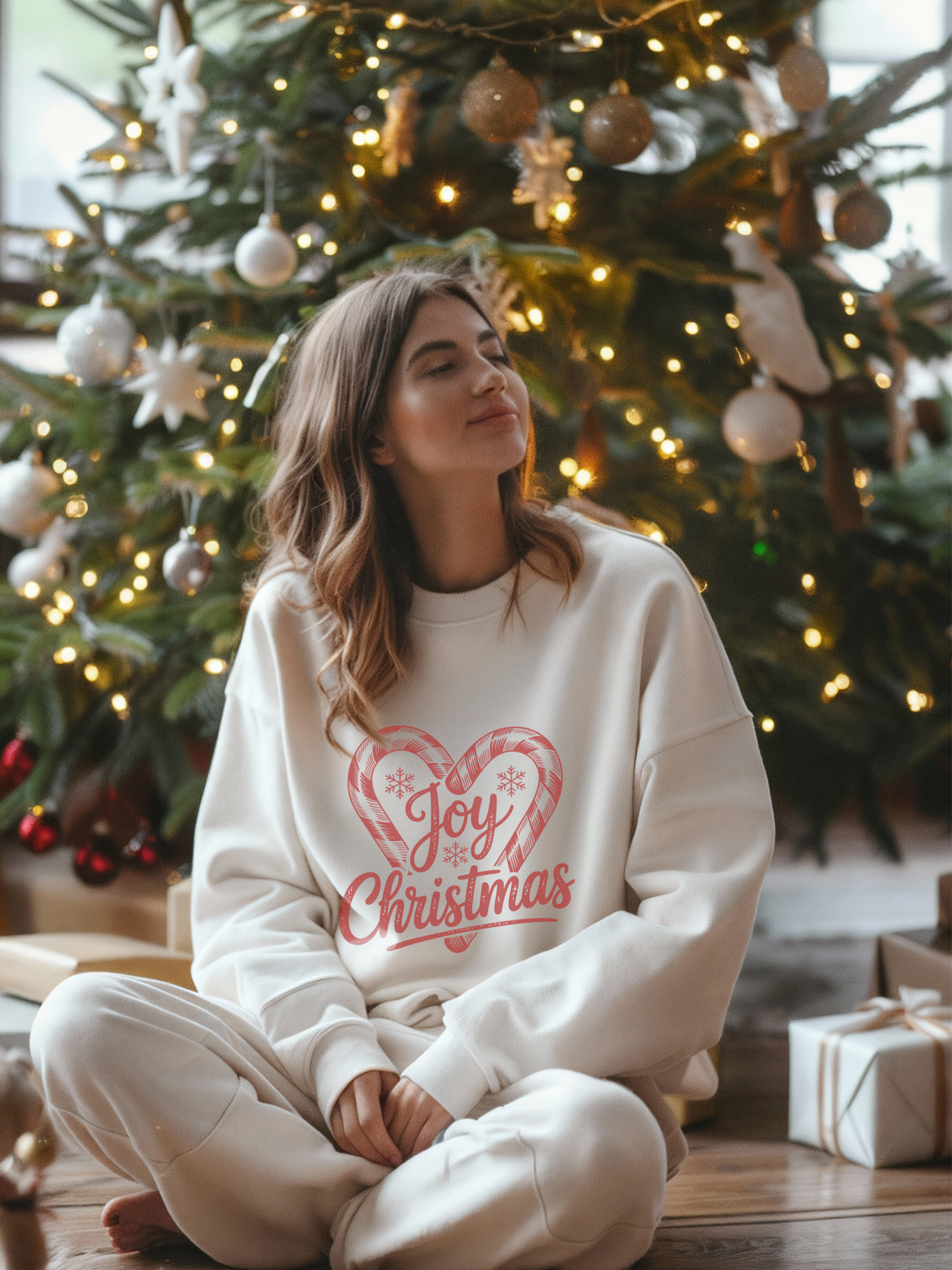Joy Christmas Sweatshirt, Candy Cane Christmas Sweater, Joy To The World Crewneck, Cute Xmas Crewneck for Women,  Holiday Joyful Shirt