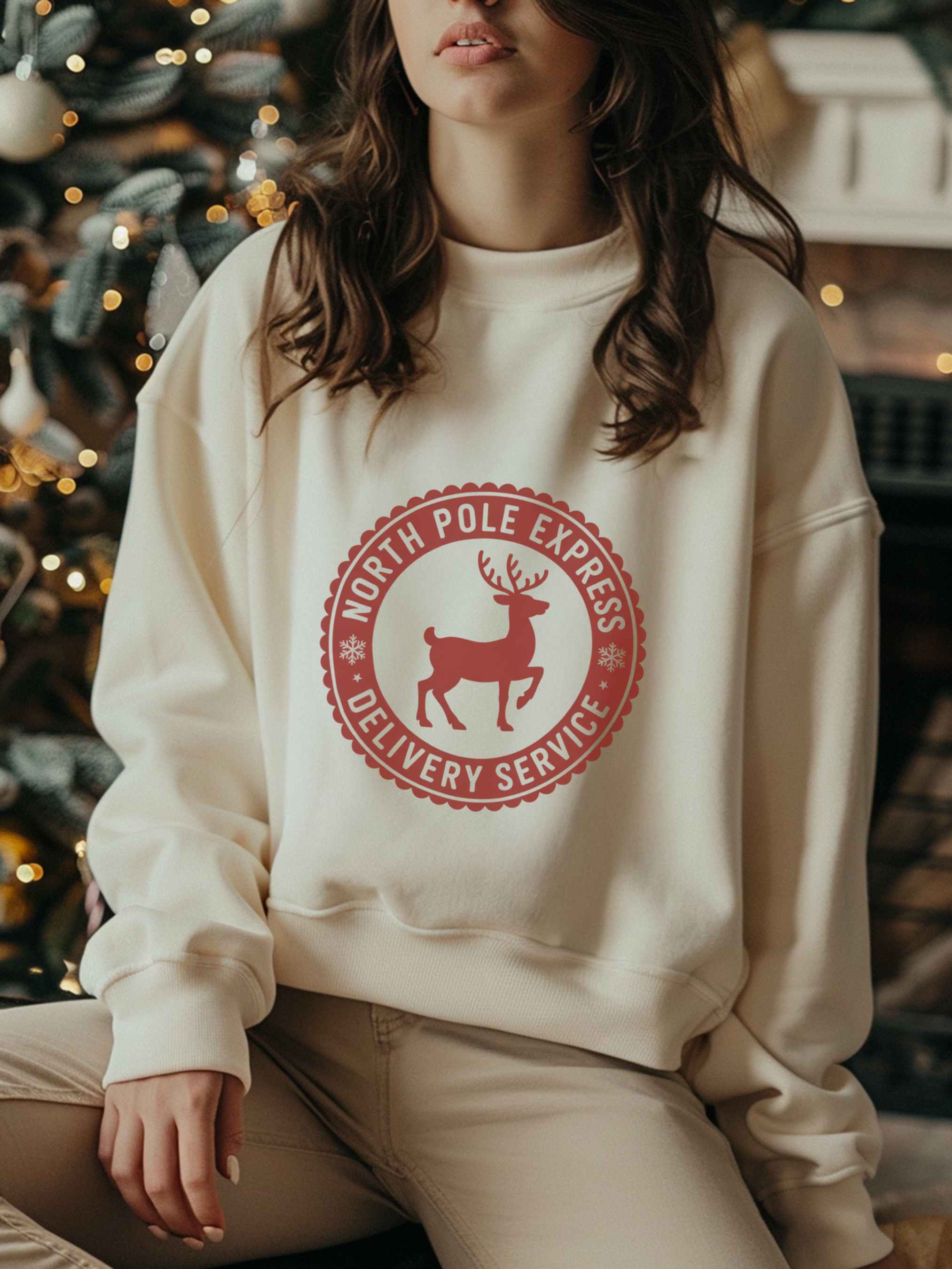 Polar Express Sweatshirt, Deer Christmas Crewneck, Funny Deer Xmas Outfit, Polar Express Gift, All Aboard Polar Express Shirt, Woman Christmas Gift, Holiday Woman Shirt