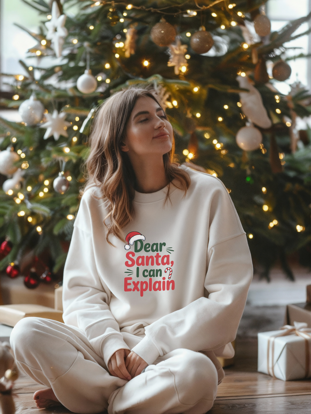 Dear Santa I Can Explain Sweatshirt,  Funny Santa Crewneck, Santa Lover Sweater, Christmas Woman Shirt, Holiday Woman Gift, Xmas Sweatshirt