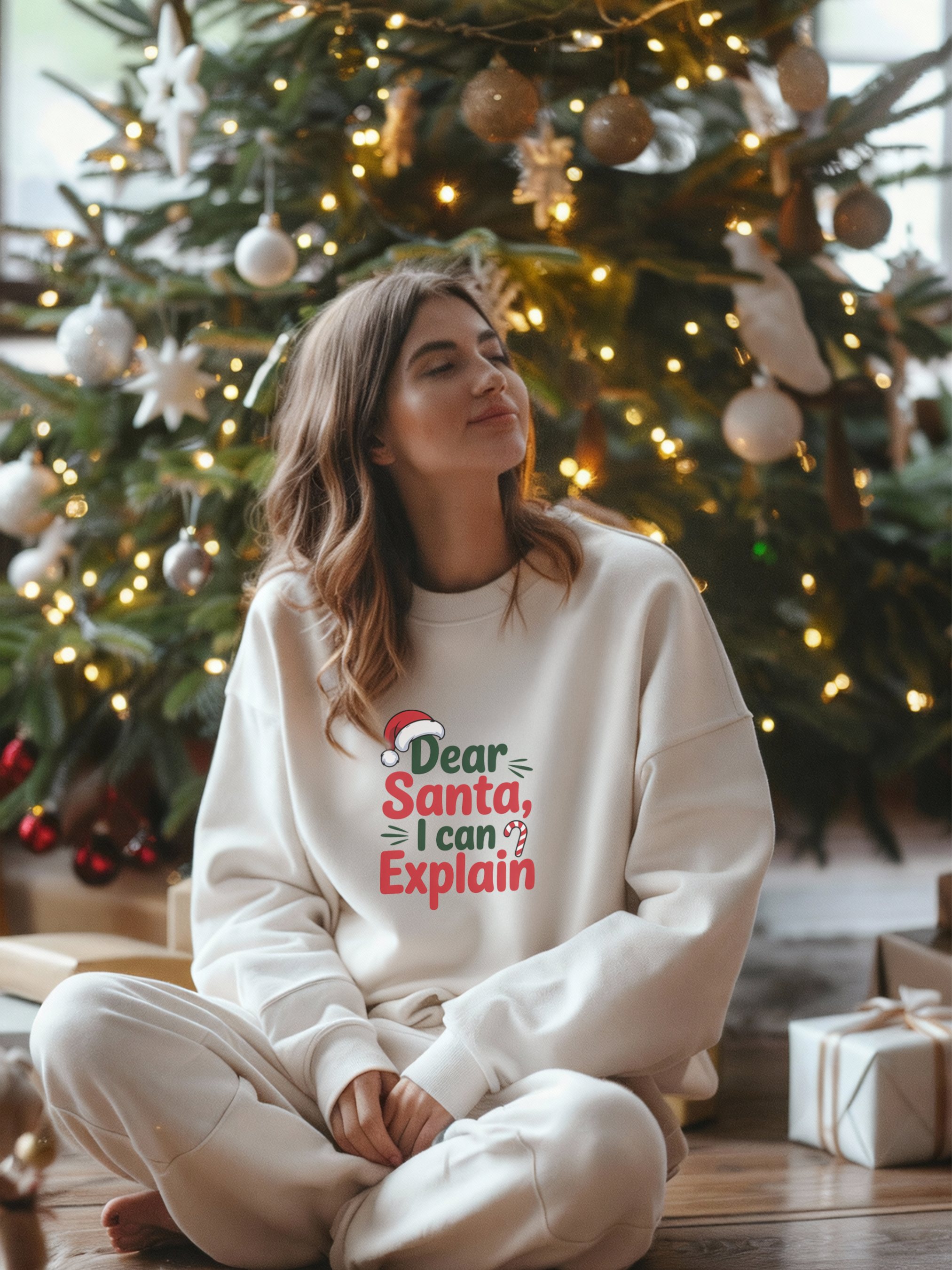 Dear Santa I Can Explain Sweatshirt,  Funny Santa Crewneck, Santa Lover Sweater, Christmas Woman Shirt, Holiday Woman Gift, Xmas Sweatshirt