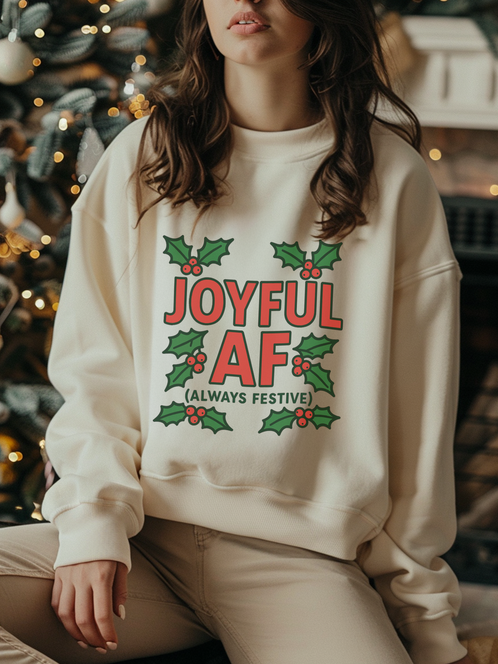 Joyful Christmas Sweatshirt, Always Festive Holiday Sweater, Cozy Winter Crewneck, Christmas Woman Gift , Holiday Gift for Her, Merry Christmas Gift