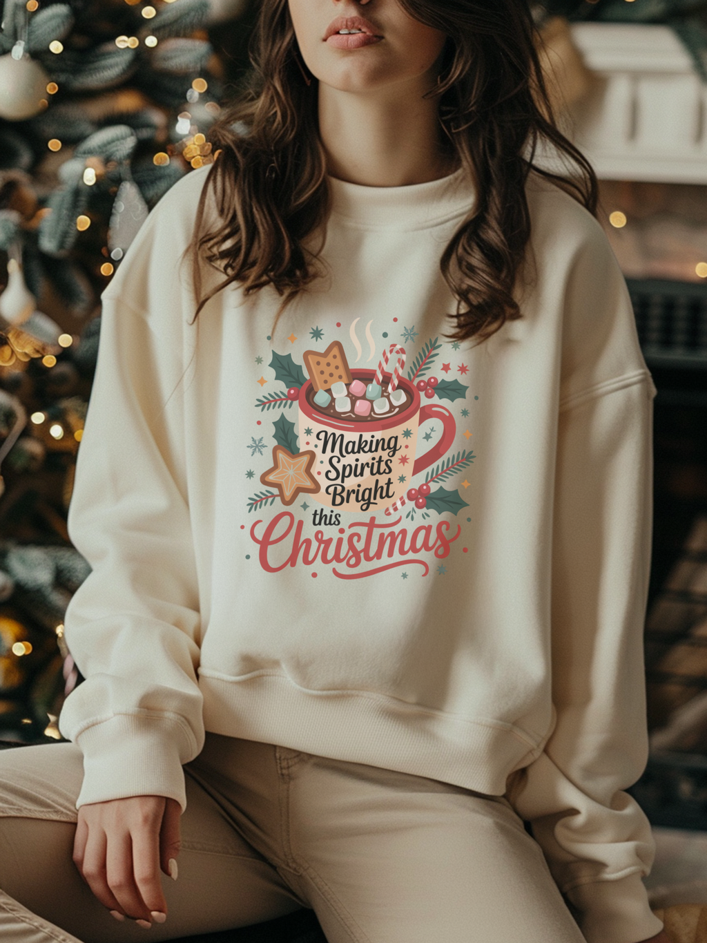 Making Spirits Bright Christmas Sweatshirt, Holiday Spirit Crewneck, Christmas Season Sweater, Funny Christmas Sweater, Christmas Shirt For Her, Cozy Winter Gift,Christmas Drinks Shirt,Spirits Sweatshirt