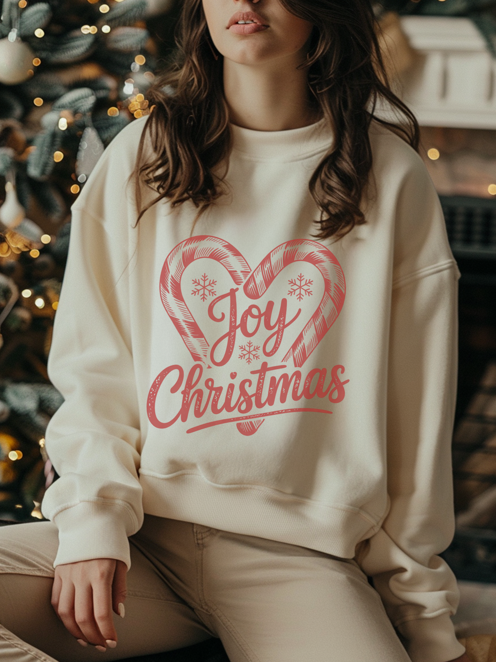 Joy Christmas Sweatshirt, Candy Cane Christmas Sweater, Joy To The World Crewneck, Cute Xmas Crewneck for Women,  Holiday Joyful Shirt