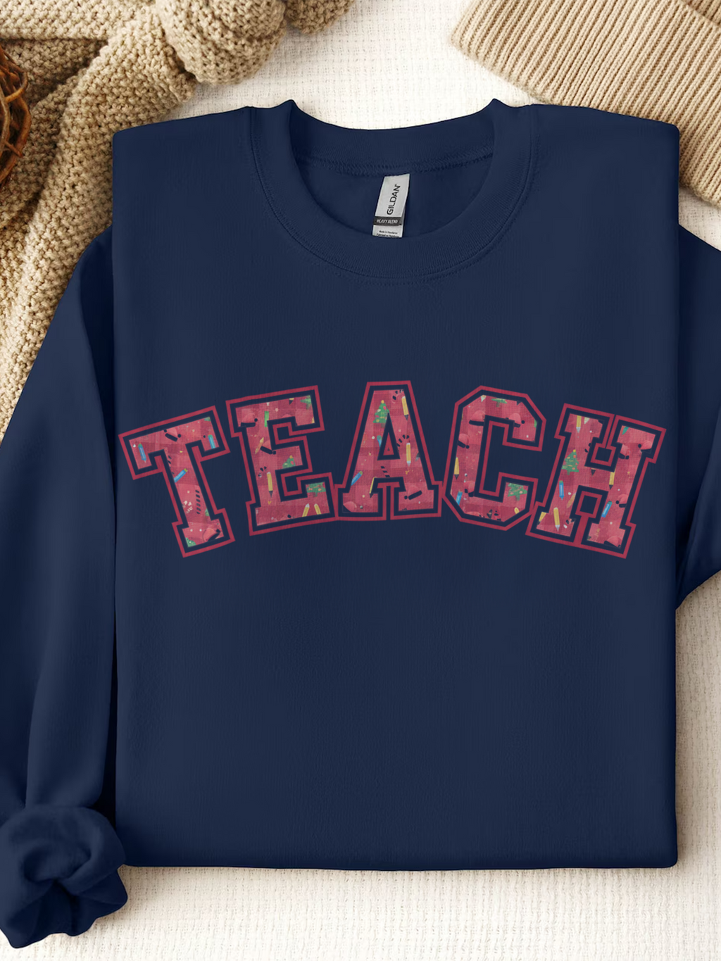 Thankful Teacher Sweatshirt, Teacher Christmas Crewneck, Holiday Teacher Shirt, Teacher Christmas Sweater, Teach Sweatshirt, Trendy Christmas Sweatshirt for Teacher, Cozy Teacher Gift