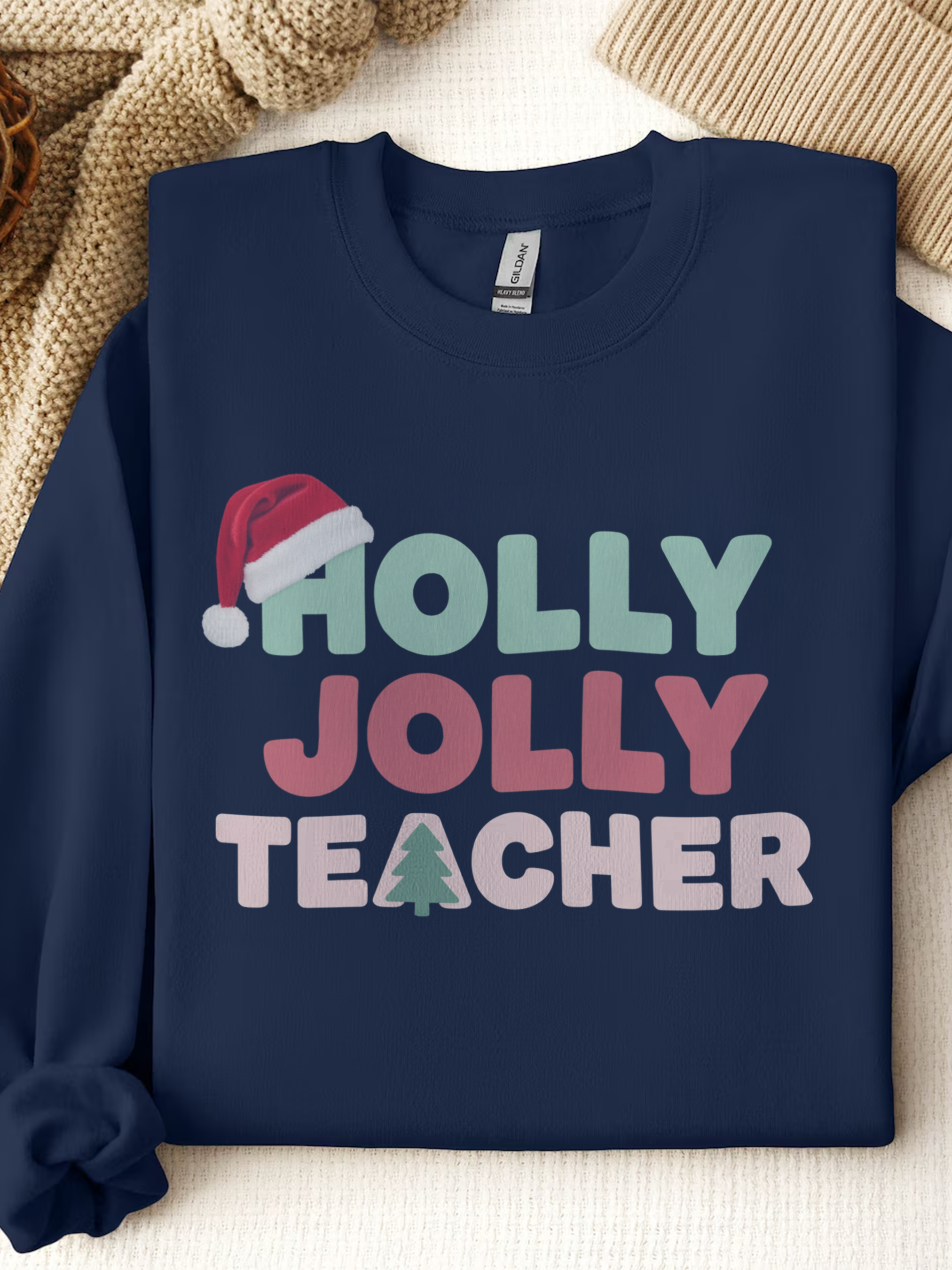 Holly Jolly Teacher Christmas Sweatshirt, Merry Christmas Teachers Crewneck, Holly Jolly Teacher Xmas Sweater, Teacher Party Sweatshirt, Gift for Teacher