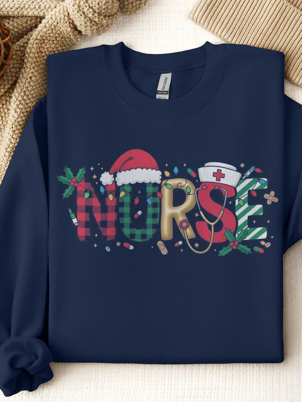 Christmas Nurse Sweatshirt, Merry Christmas Nurse Crewneck, Festive Nurse Sweater, Nurse Festive Hoodie, Gift for Nurse
