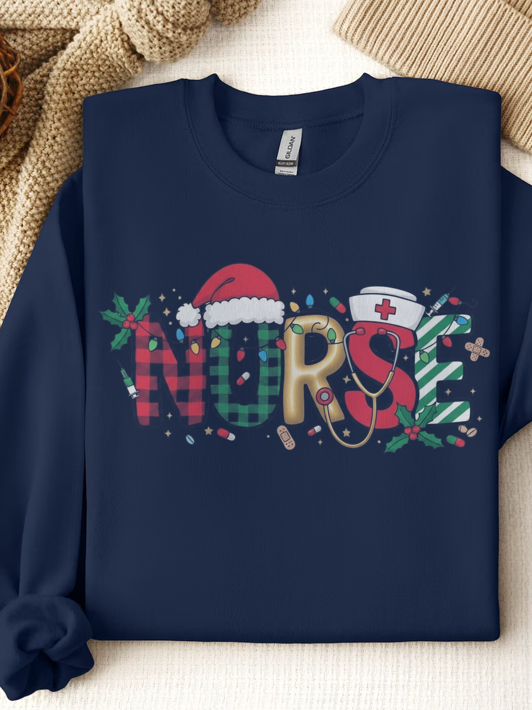 Christmas Nurse Sweatshirt, Merry Christmas Nurse Crewneck, Festive Nurse Sweater, Nurse Festive Hoodie, Gift for Nurse