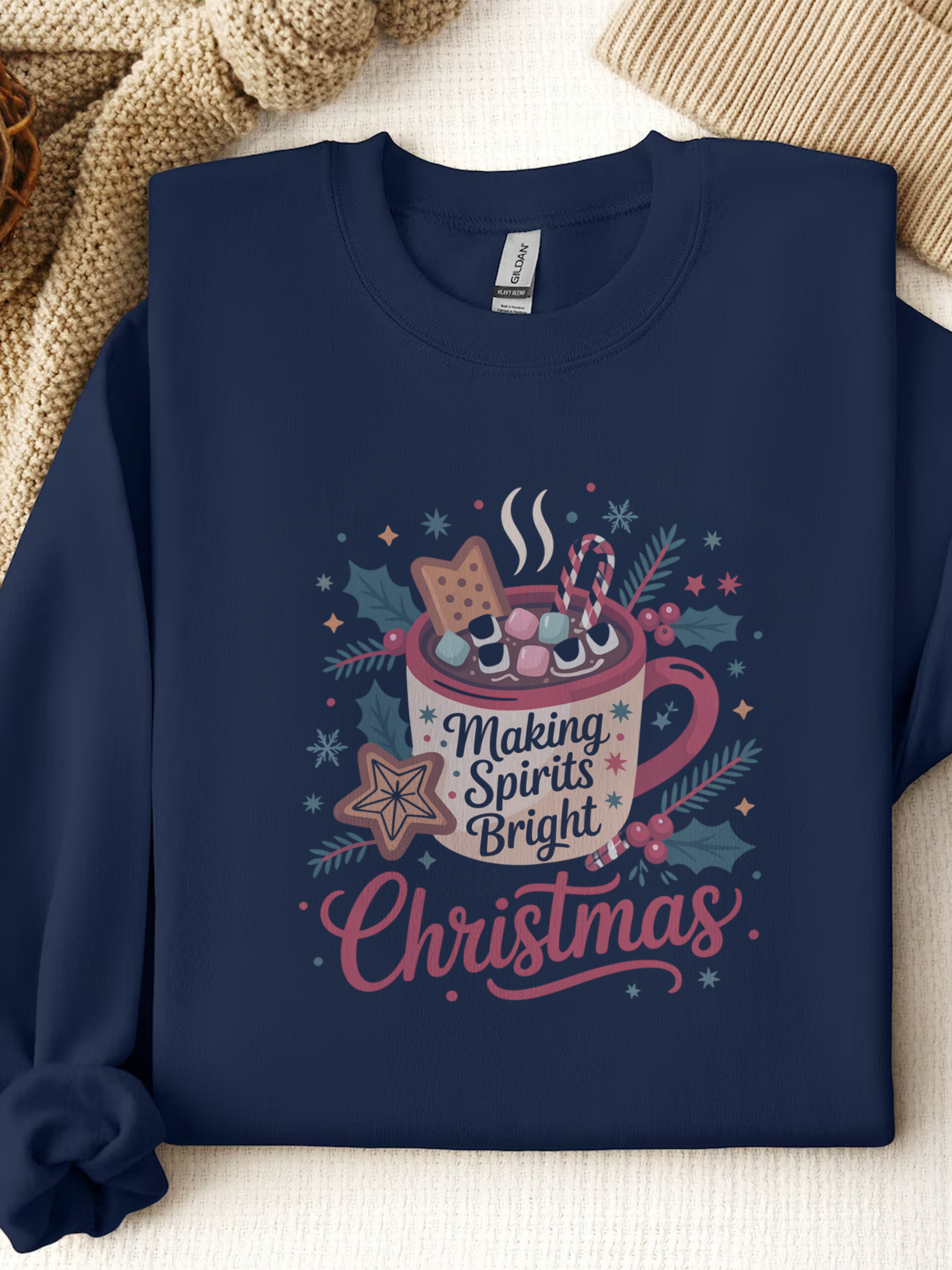 Making Spirits Bright Christmas Sweatshirt, Holiday Spirit Crewneck, Christmas Season Sweater, Funny Christmas Sweater, Christmas Shirt For Her, Cozy Winter Gift,Christmas Drinks Shirt,Spirits Sweatshirt