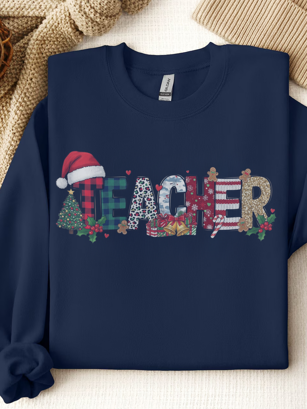 Merry Christmas Teacher Sweatshirt, Christmas Teachers Crewneck, Holly Jolly Teacher Xmas Sweater, Teacher Party Shirt, Gift For Teacher