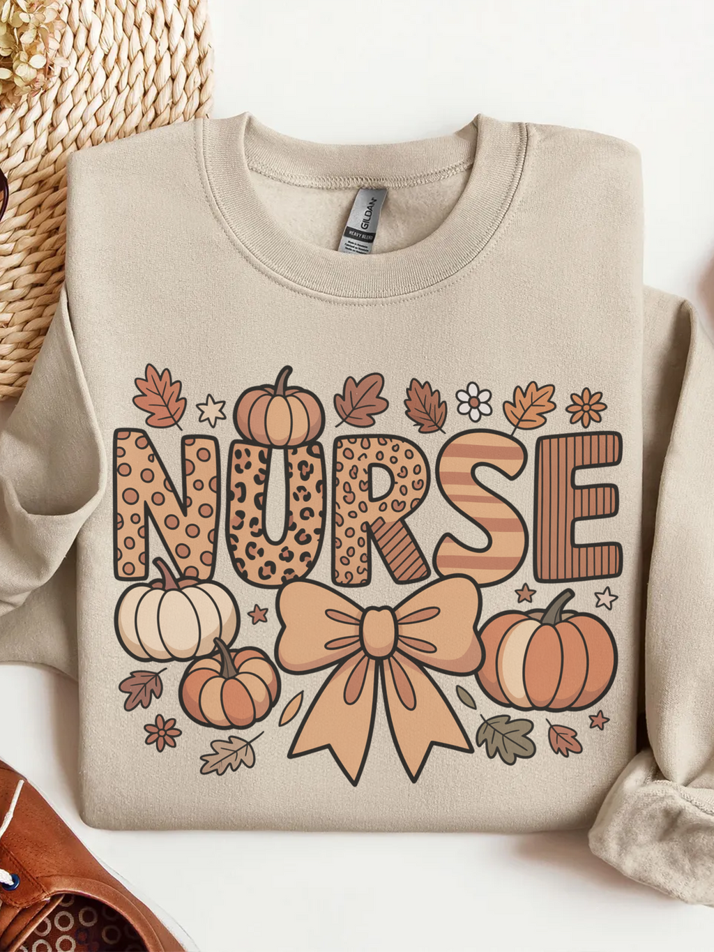 Fall Nurse Sweatshirt, Retro Nurse Coquette Bow Crewneck, Fall Nurse Sweater, Nurse Pumpkin Hoodie, Gift for Nurse