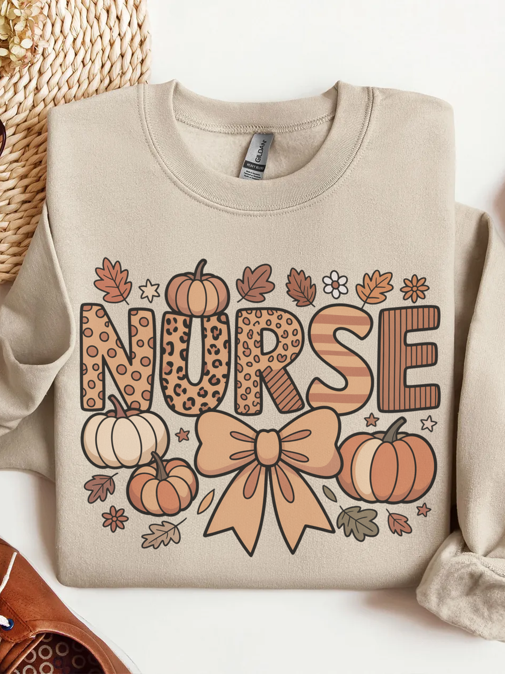 Fall Nurse Sweatshirt, Retro Nurse Coquette Bow Crewneck, Fall Nurse Sweater, Nurse Pumpkin Hoodie, Gift for Nurse