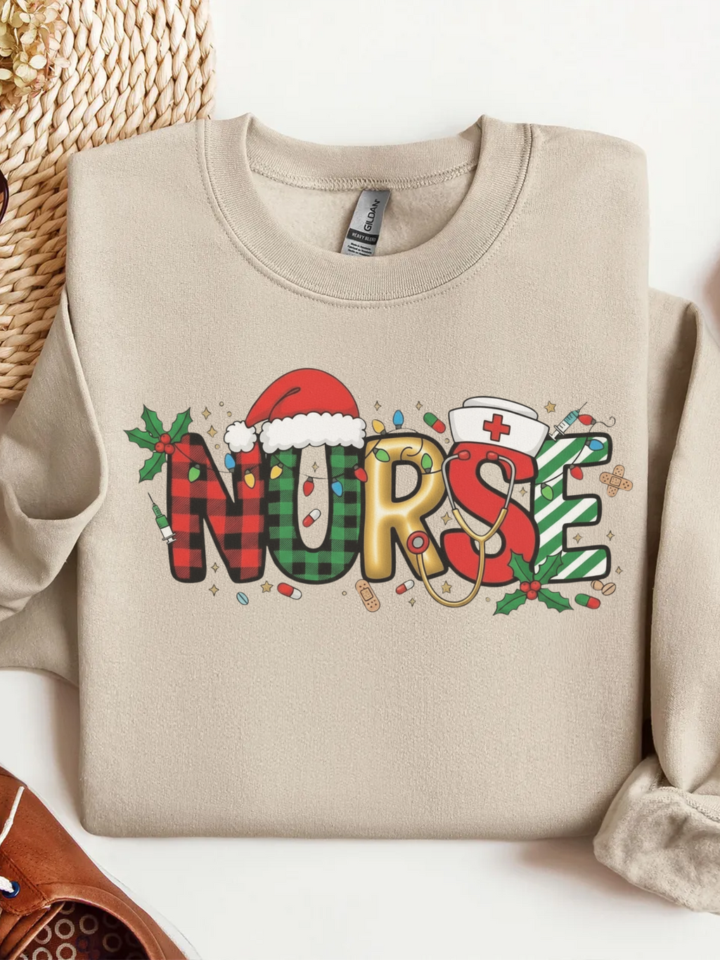 Christmas Nurse Sweatshirt, Merry Christmas Nurse Crewneck, Festive Nurse Sweater, Nurse Festive Hoodie, Gift for Nurse