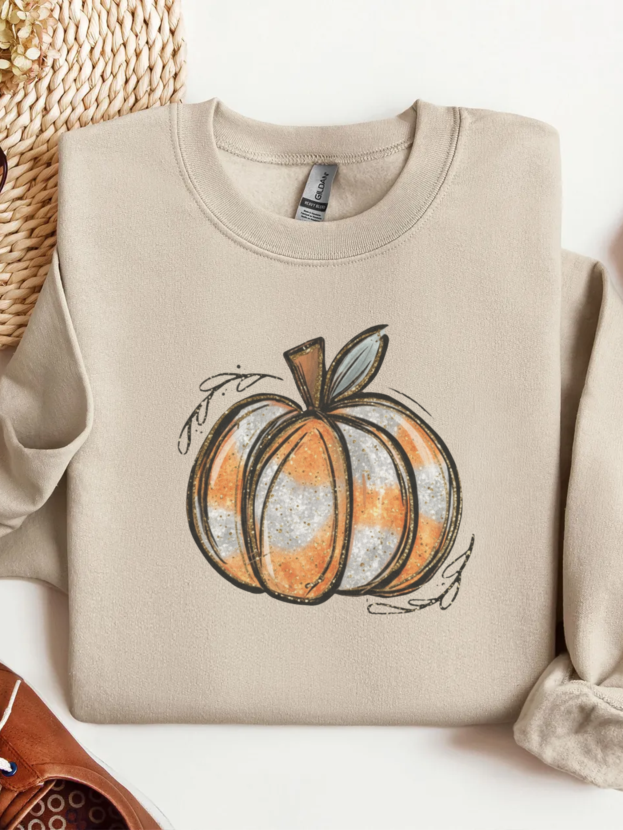 Pumpkin Sweatshirt, Boho Pumpkin Fall Crewneck, Patchwork Pumpkin Sweater, Cute Autumn Sweatshirt, Fall Harvest Shirt, Pumpkin Patch Woman Tee