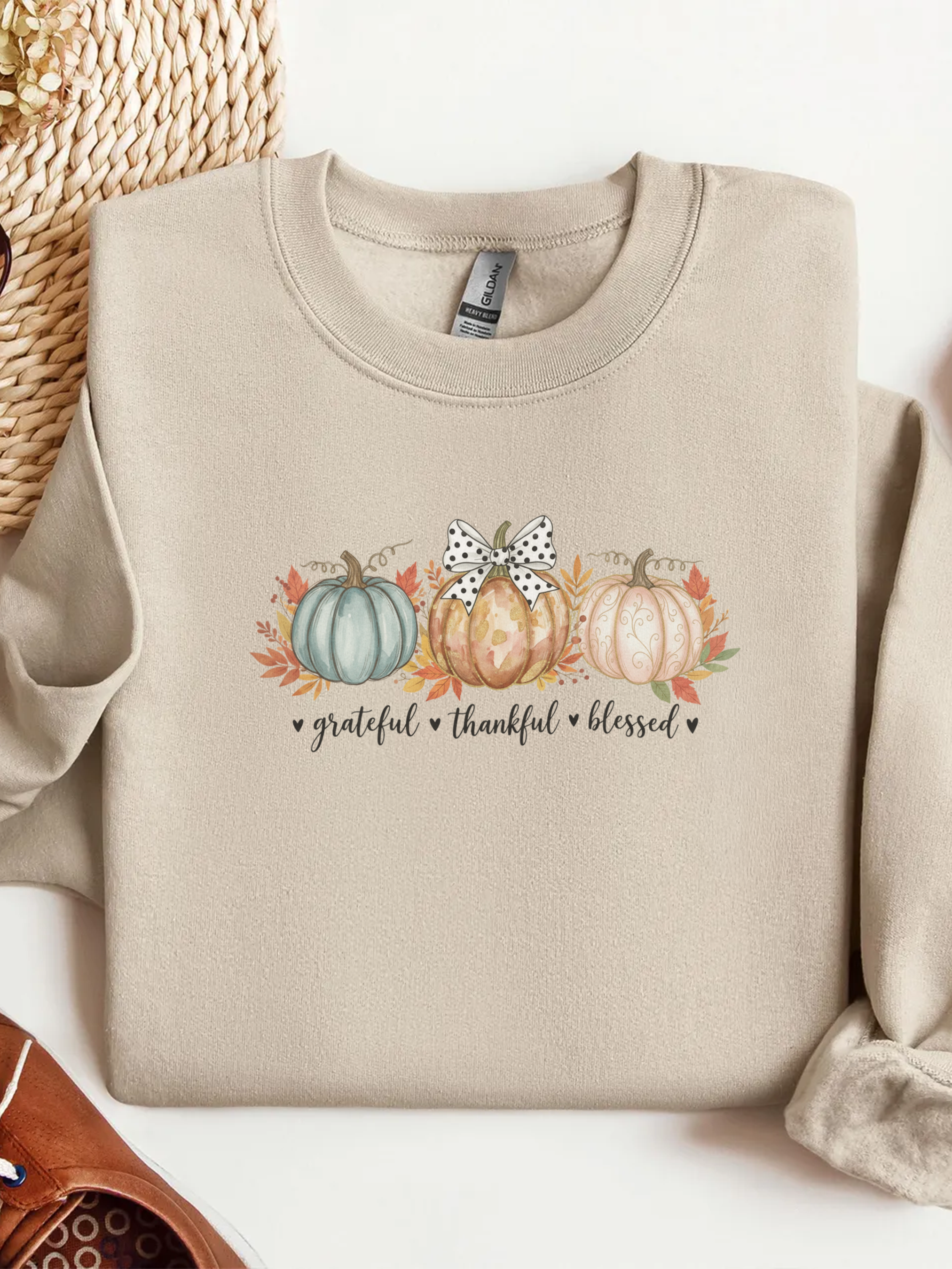 Grateful Thankful Blessed Pumpkin Sweatshirt, Pumpkin Woman Crewneck, Cozy Fall Autumn Sweater, Rustic Thanksgiving Tee, Harvest Season Pumpkin Top